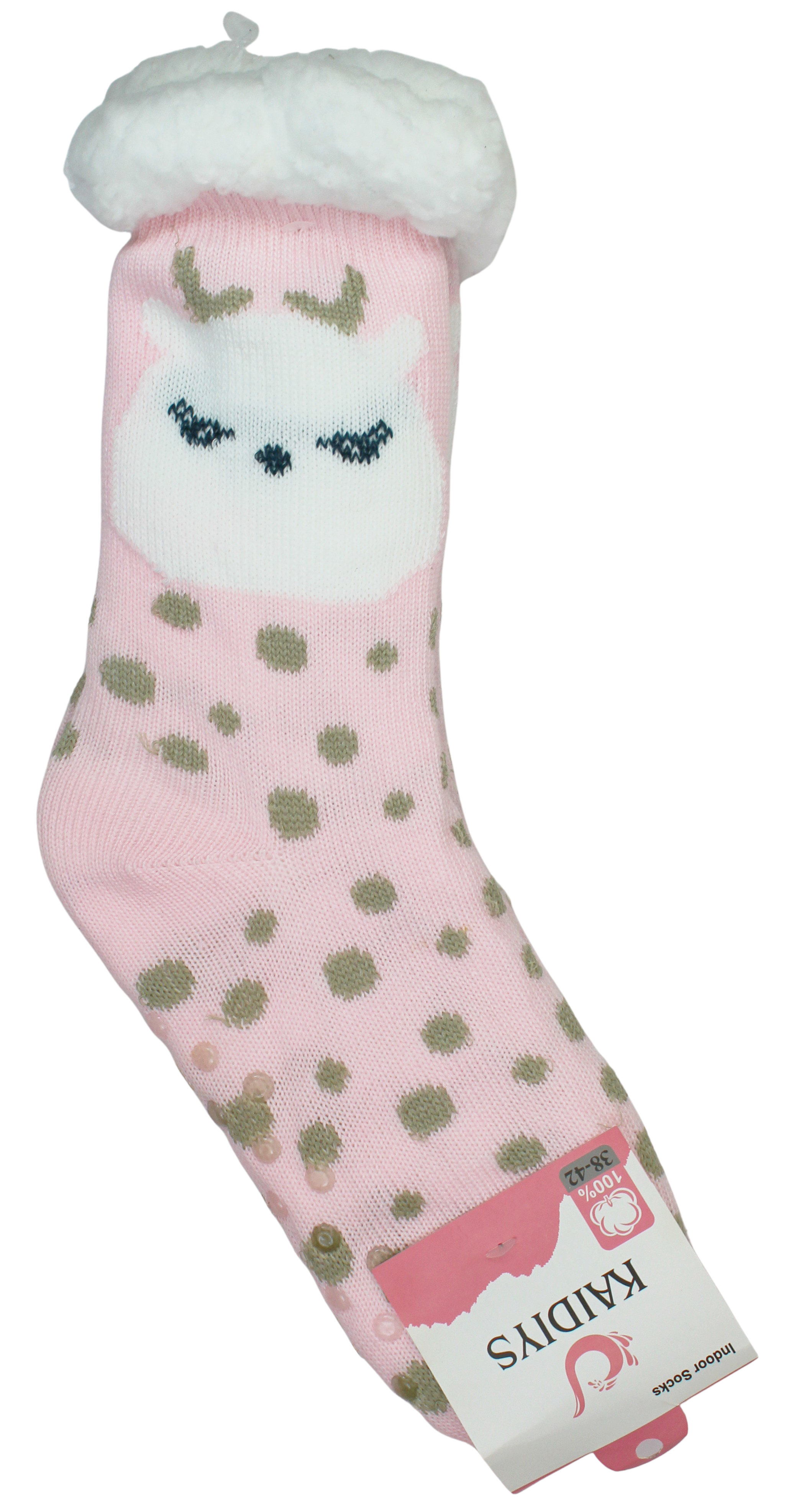 Joia Cozy Winter Socks – Warm Plush Indoor Socks FROSTY DEAR-PINK JOIA TRADING CO.
