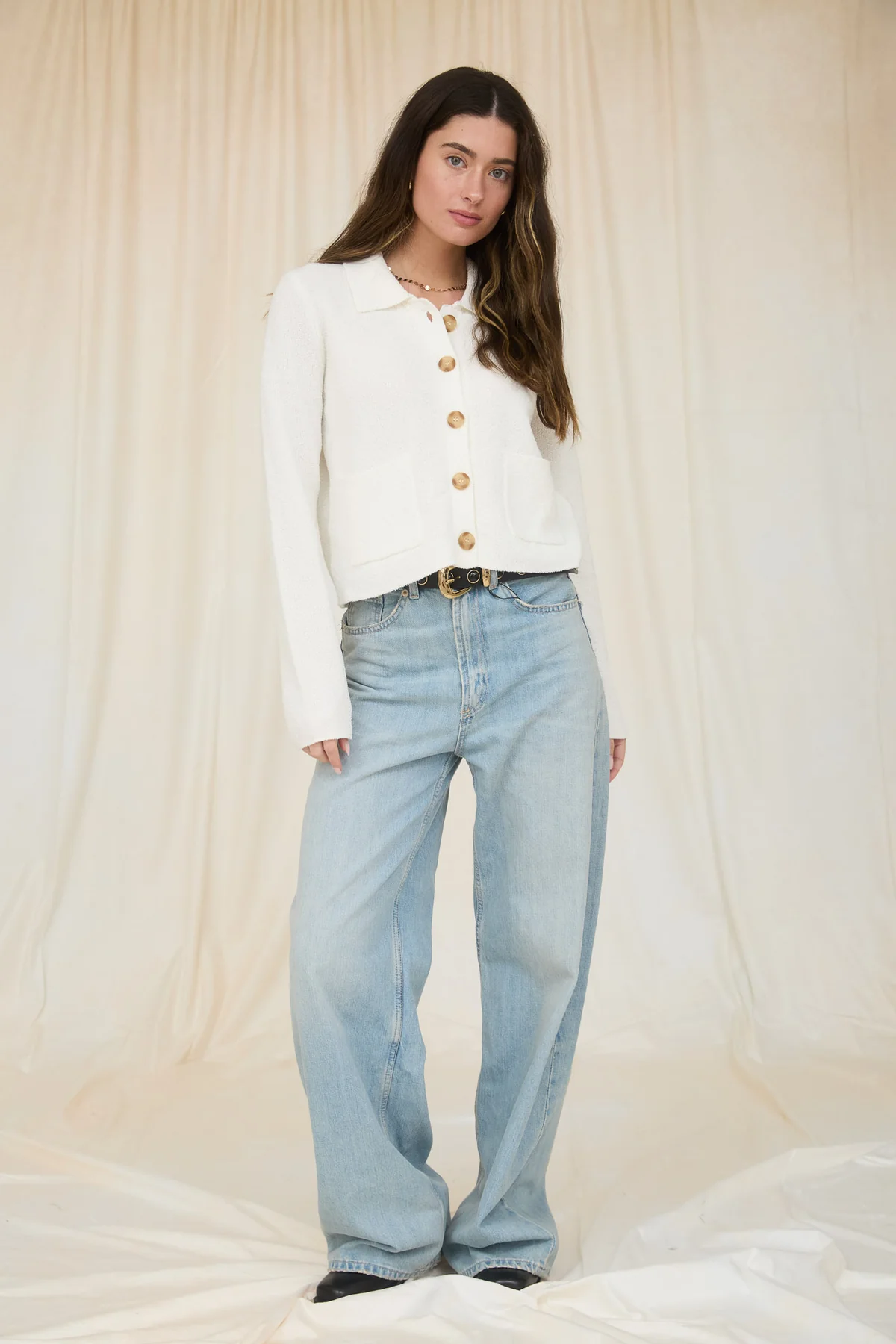 Blu Pepper Hampton Muse Top – Collared Knit Cardigan Sweater BLU PEPPER