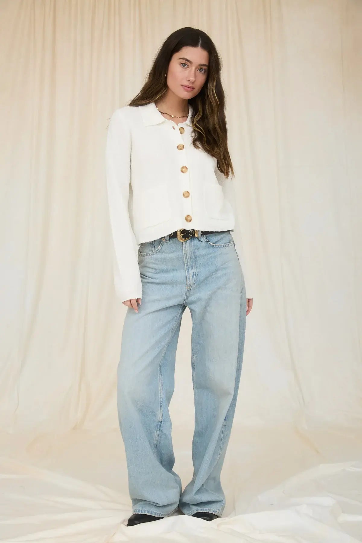 Blu Pepper Hampton Muse Top – Collared Knit Cardigan Sweater BLU PEPPER