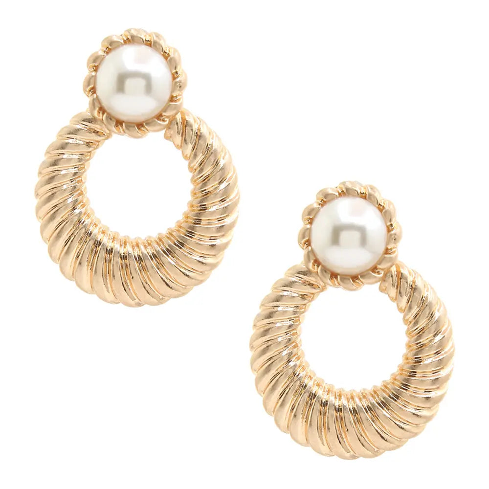 Joia Gilded Pearl Coil Earrings – 1.5” Statement Hoop Earrings JOIA TRADING CO.