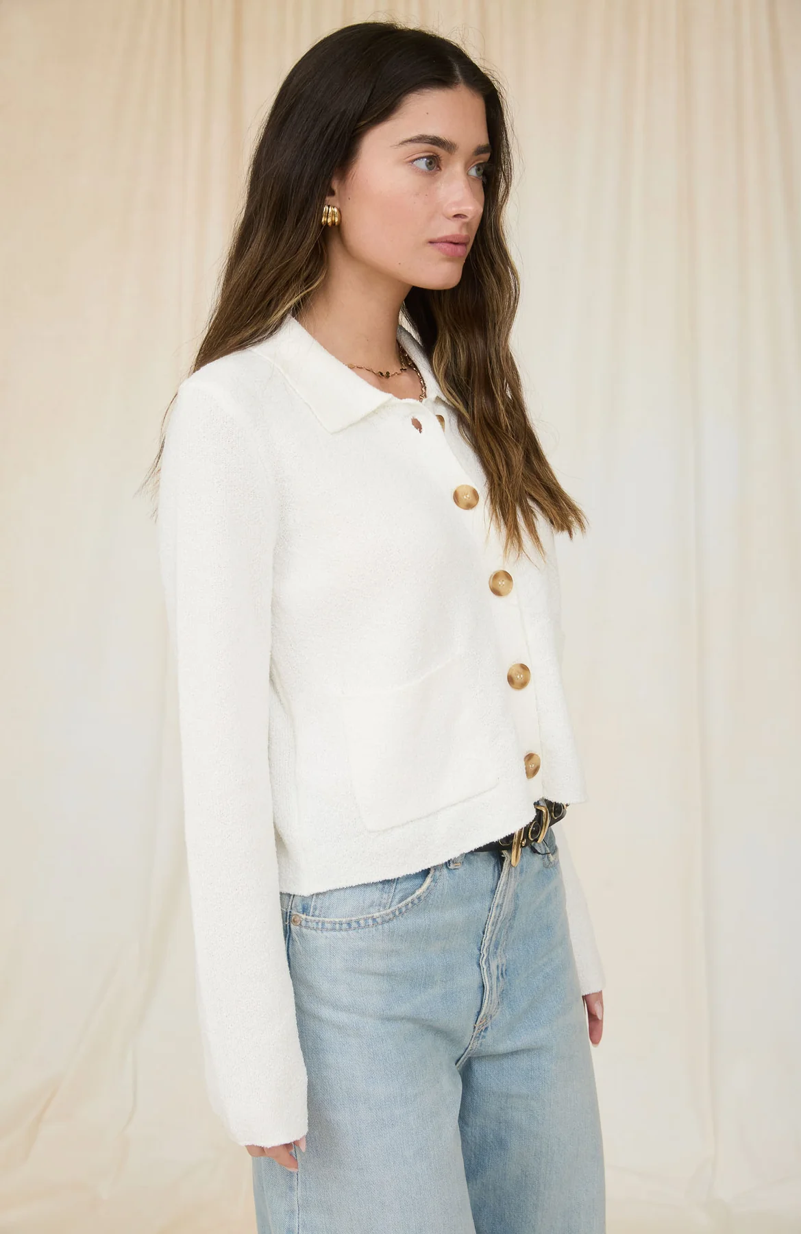 Blu Pepper Hampton Muse Top – Collared Knit Cardigan Sweater BLU PEPPER