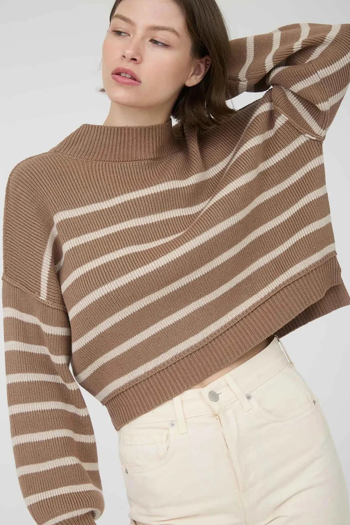 Blu Pepper Sail With Me Sweater – Cozy Striped Mock Neck Knit BLU PEPPER