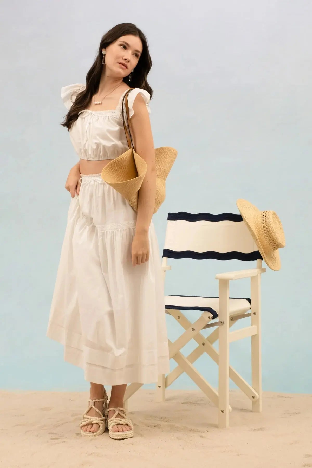 Pretty in Summer Skirt WHITE-L BLU PEPPER
