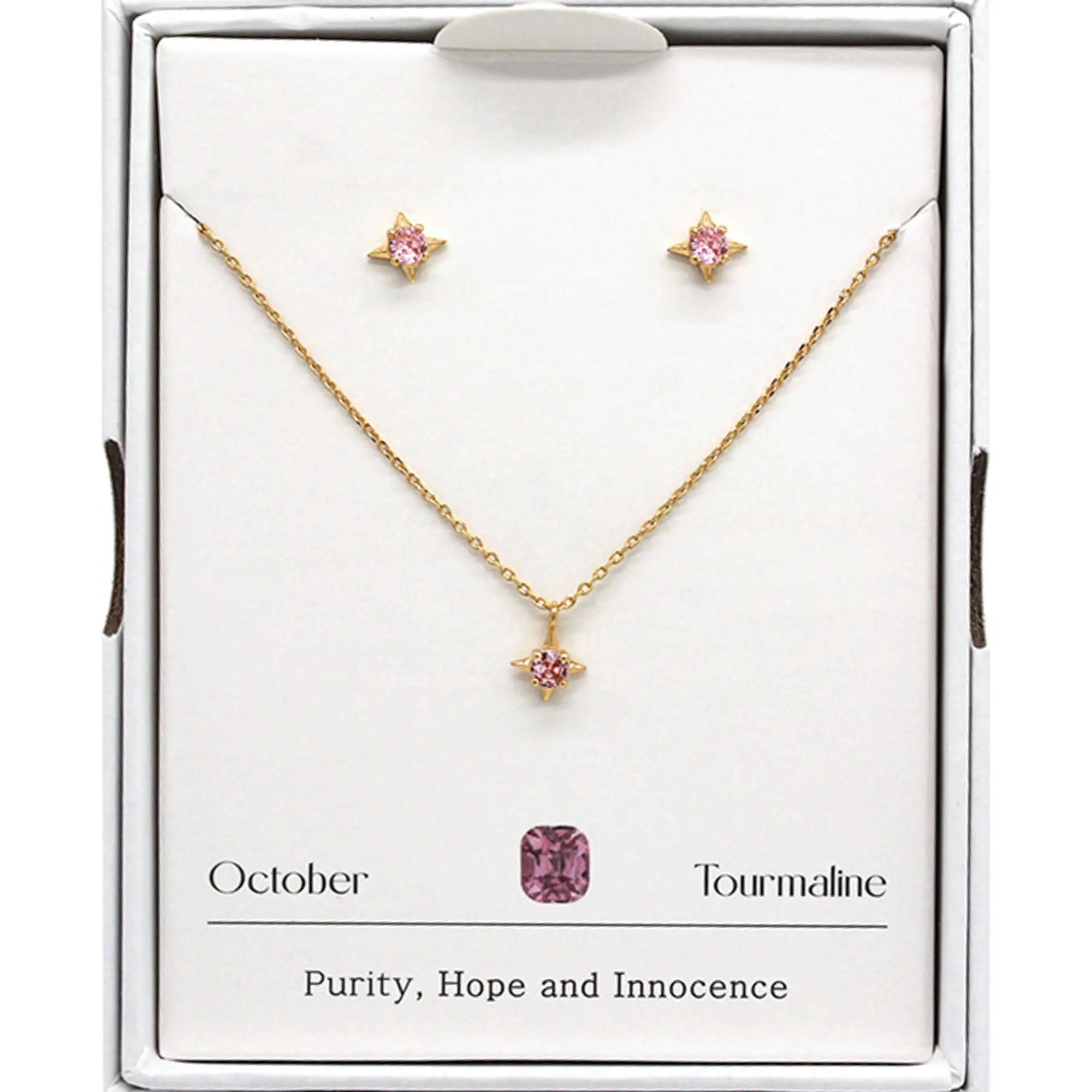 Joia Birthstone Star Necklace w/Earrings – Elegant 16” Jewelry Duo JOIA TRADING CO.
