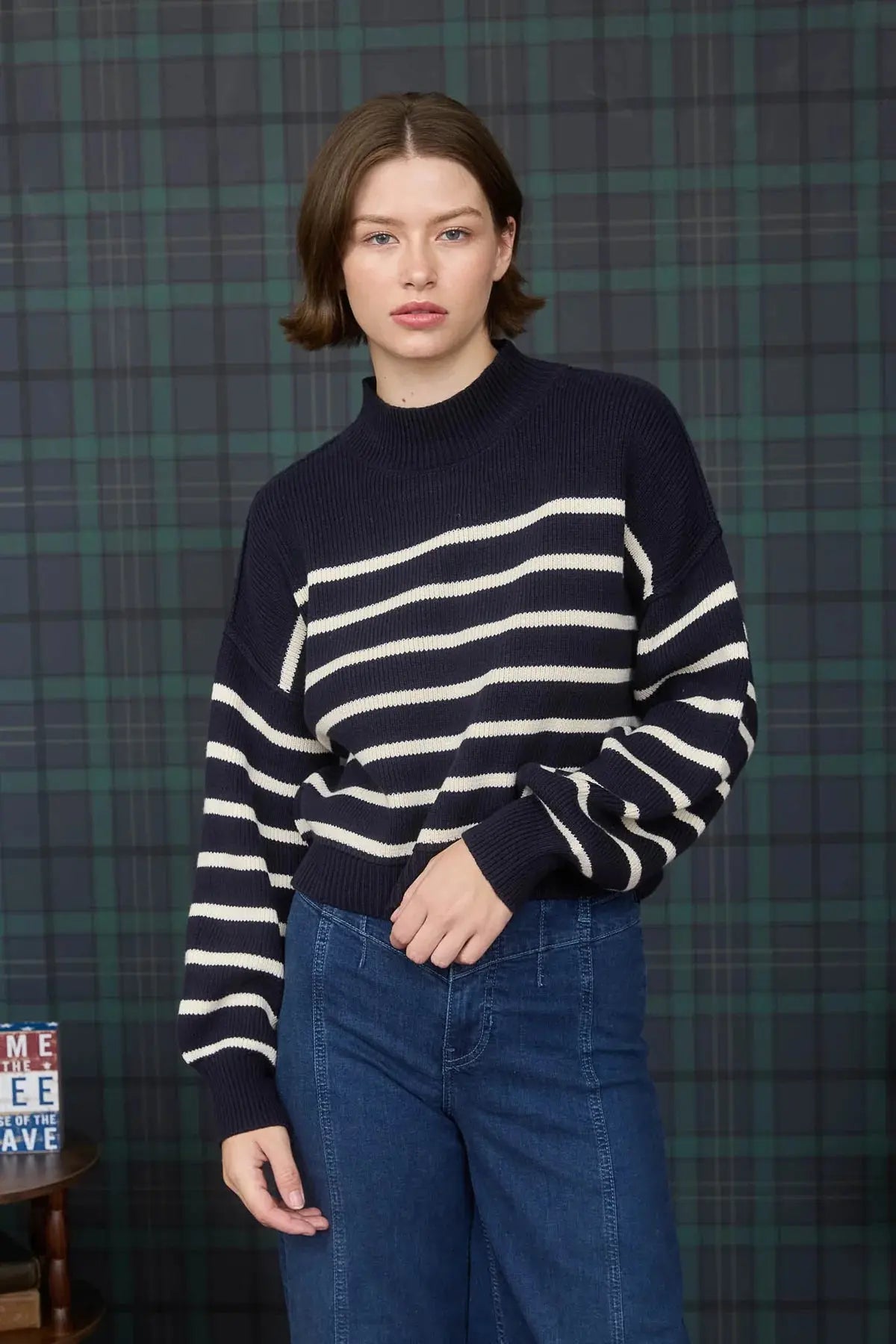 Blu Pepper Sail With Me Sweater – Cozy Striped Mock Neck Knit BLU PEPPER