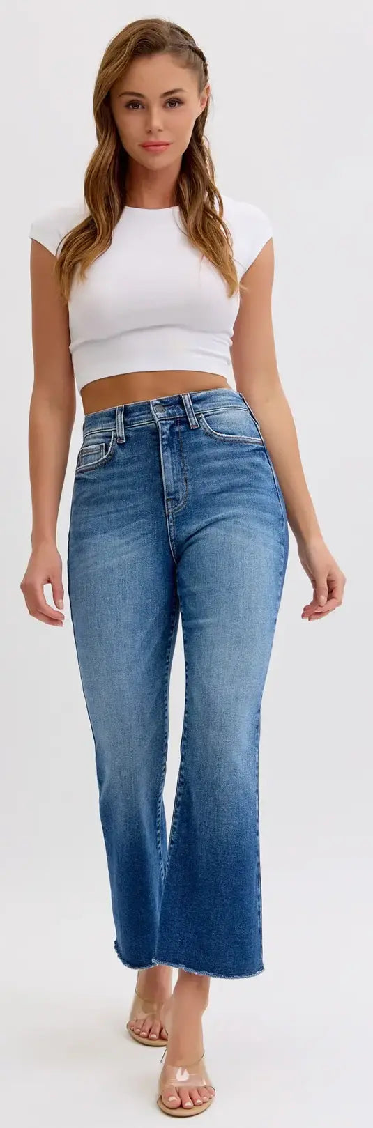 Cello Isabella High Rise Crop Flare Jeans – Modern Flair with a Classic Fit WAT? JEANS & CELLO JEANS