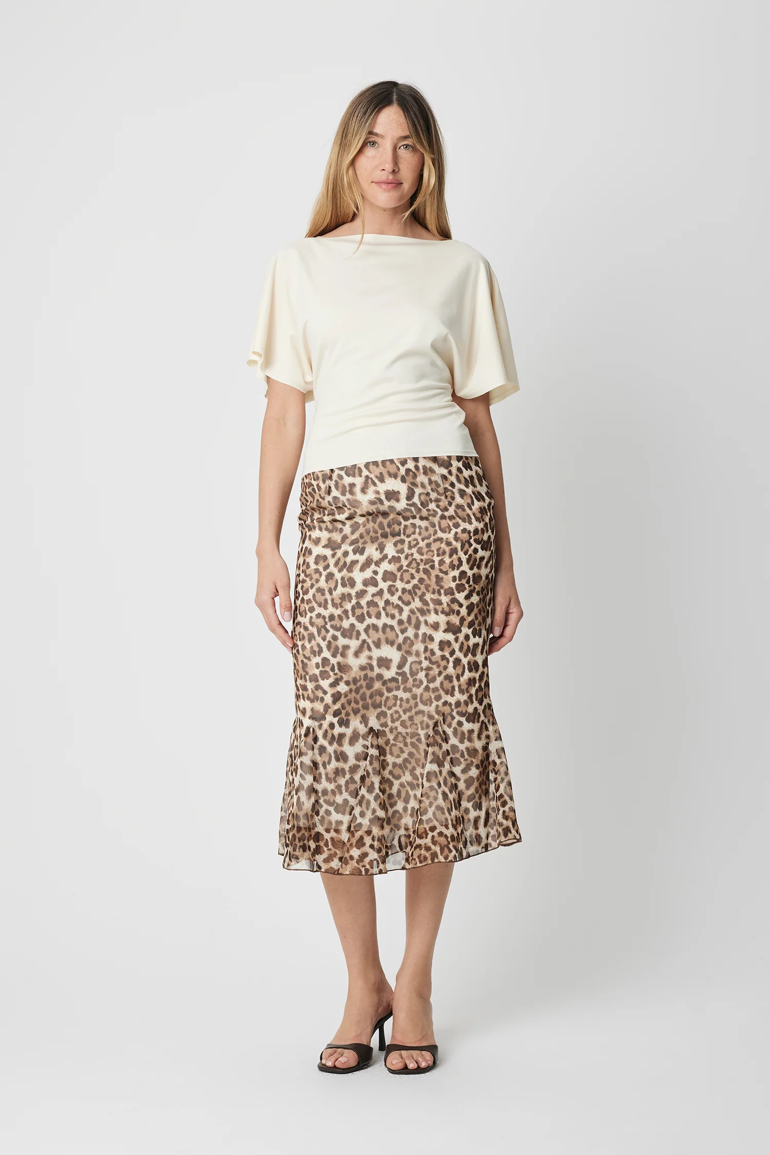 Mod Ref Wild at Heart Midi Skirt – Leopard Print Flare Midi Skirt