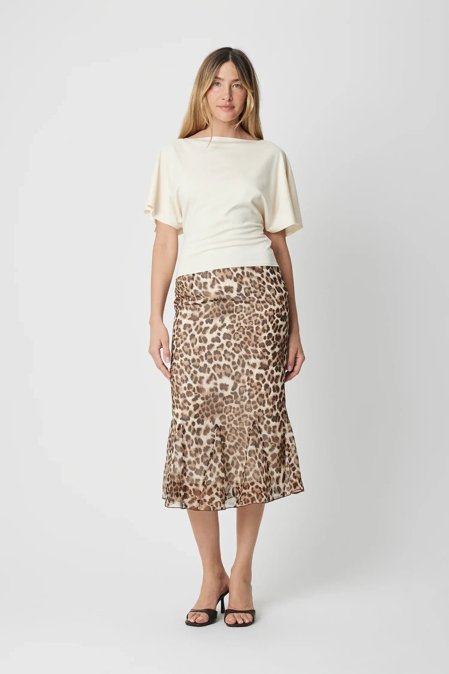Mod Ref Wild at Heart Midi Skirt – Leopard Print Flare Midi Skirt