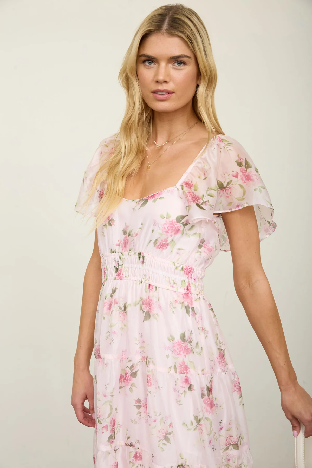 Blu Pepper Pretty In Pink Dress – Romantic Floral Midi Dress BLU PEPPER