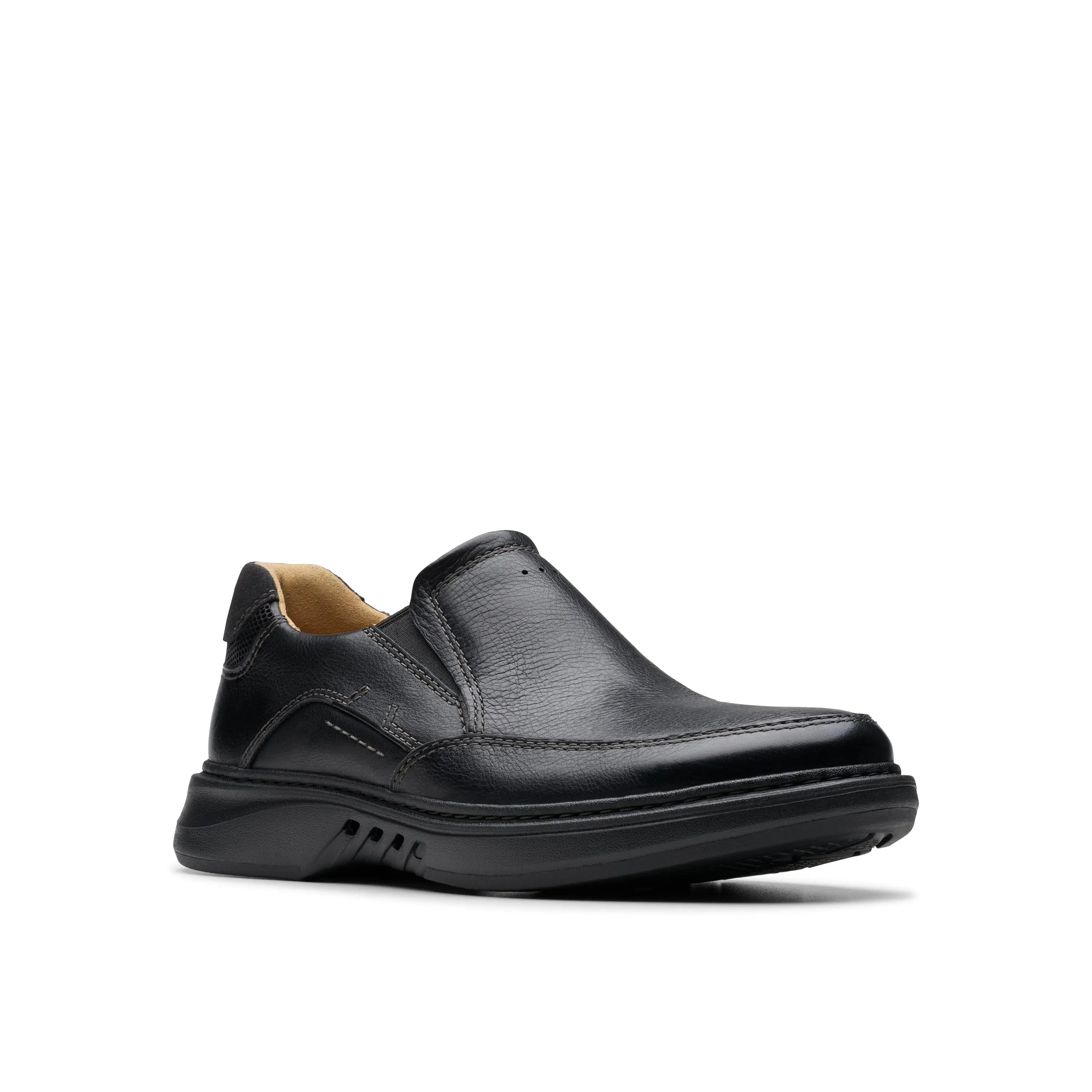 Men's Un Briley Step BLACK-LEATHER-W-13 CLARKS