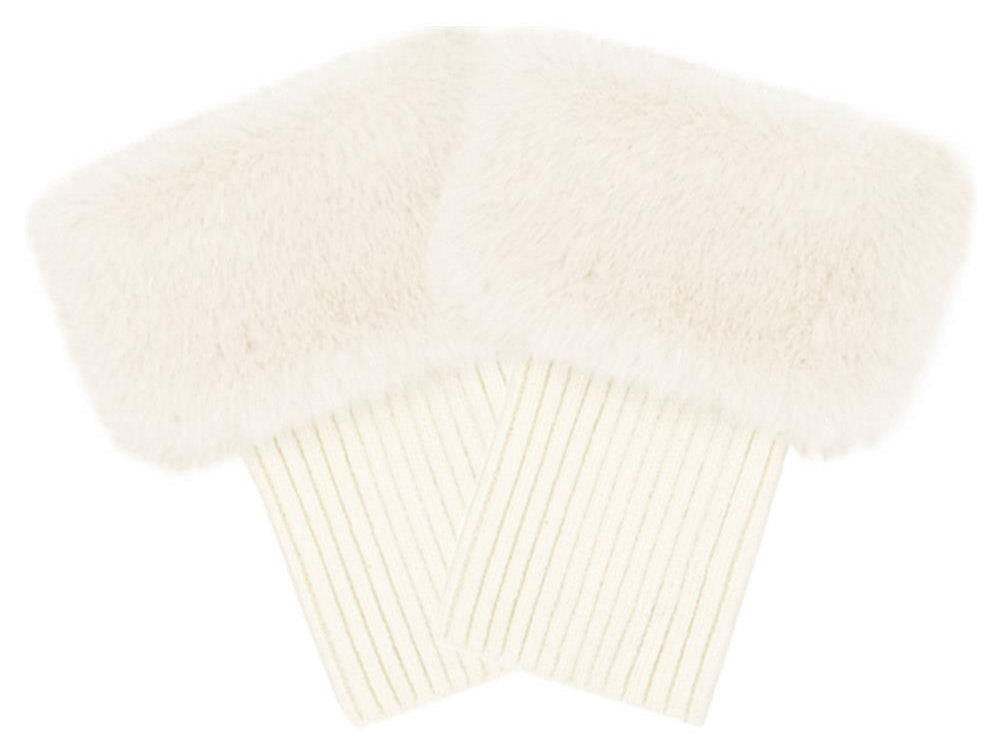 CC Metallic Short Fur Knit Boot Cuff – Cozy Winter Boot Accessory IVORY / OS CHEVEUX CORP.