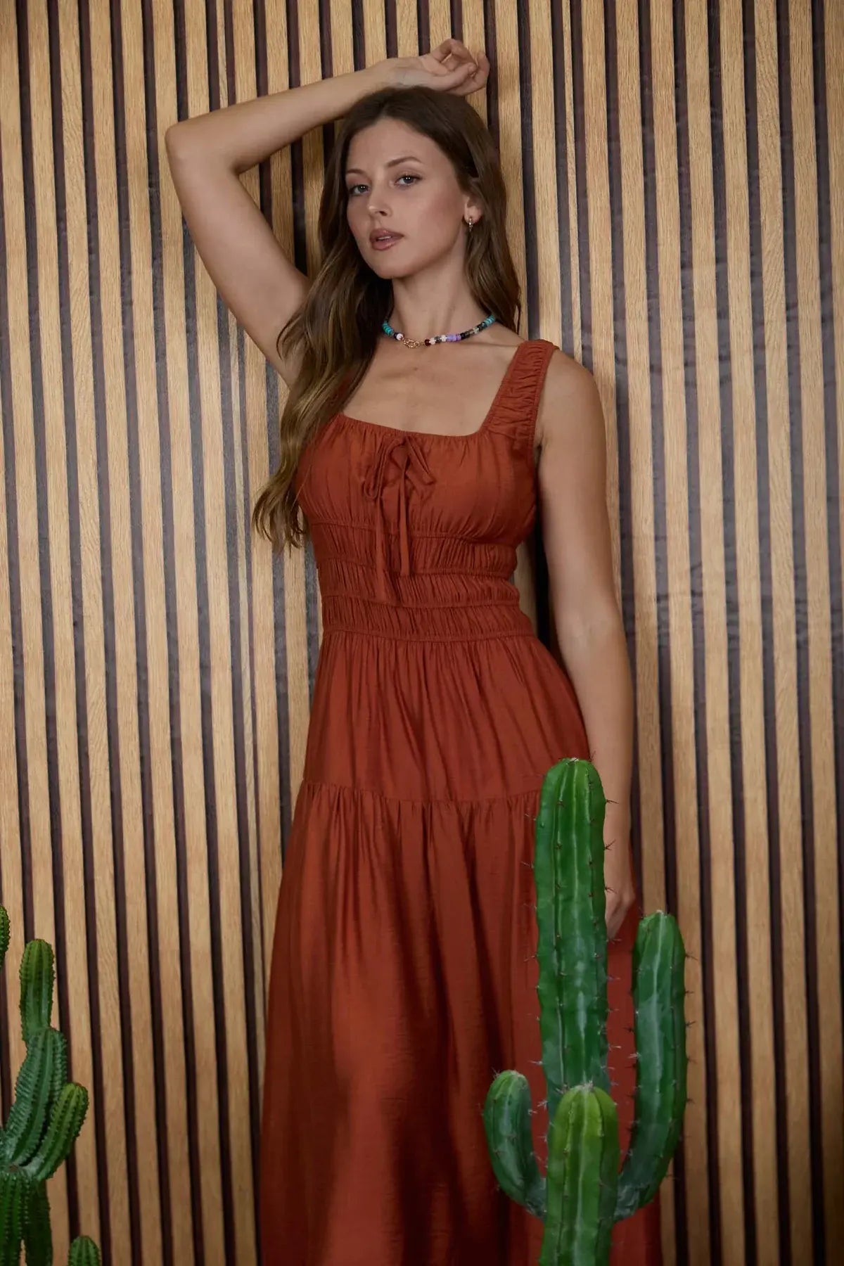 Blu Pepper Rustic Romance Dress – Satin A-Line Midi Dress BLU PEPPER