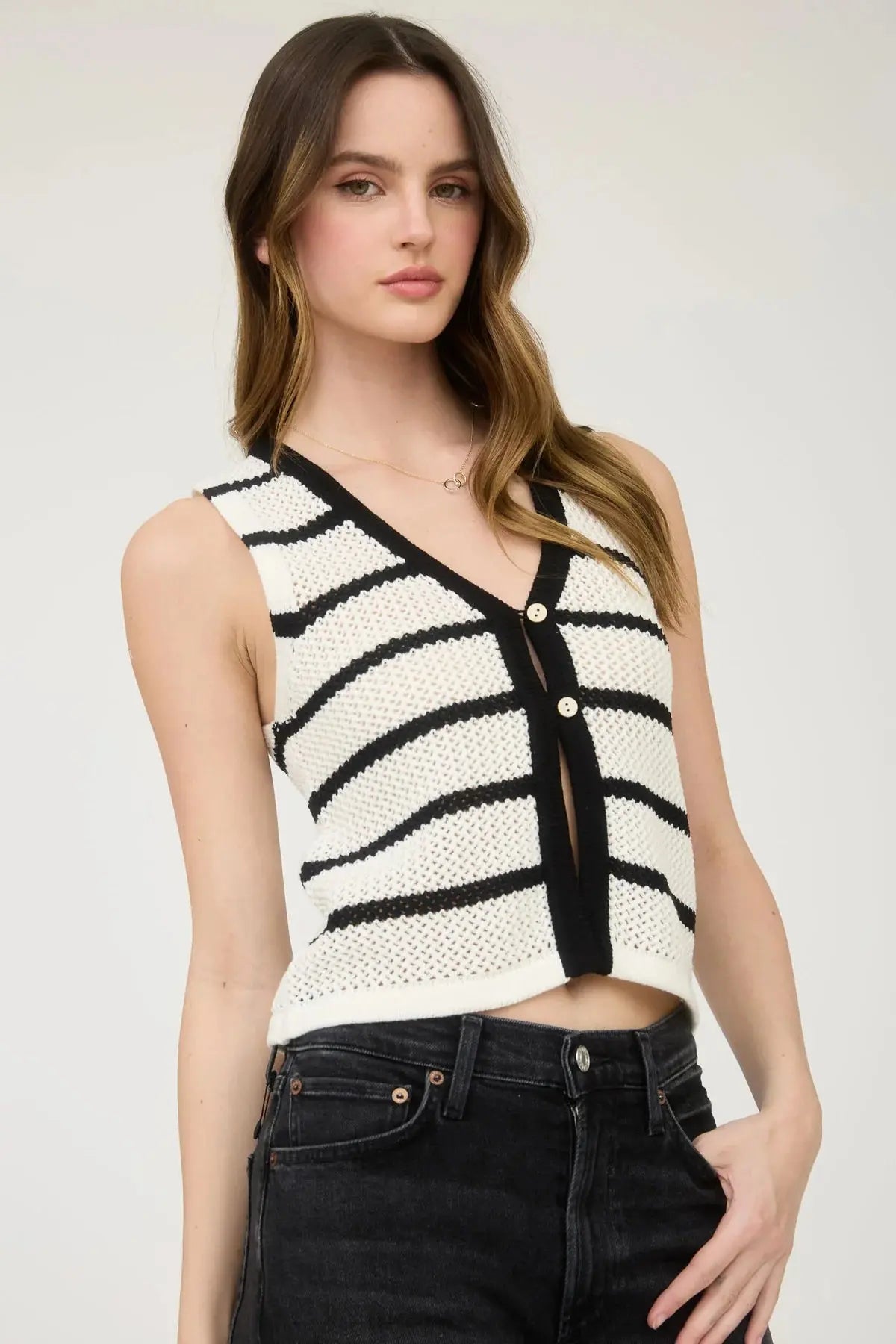 Blu Pepper Sailing Ashore Vest – Nautical Stripe Knit Layer BLU PEPPER