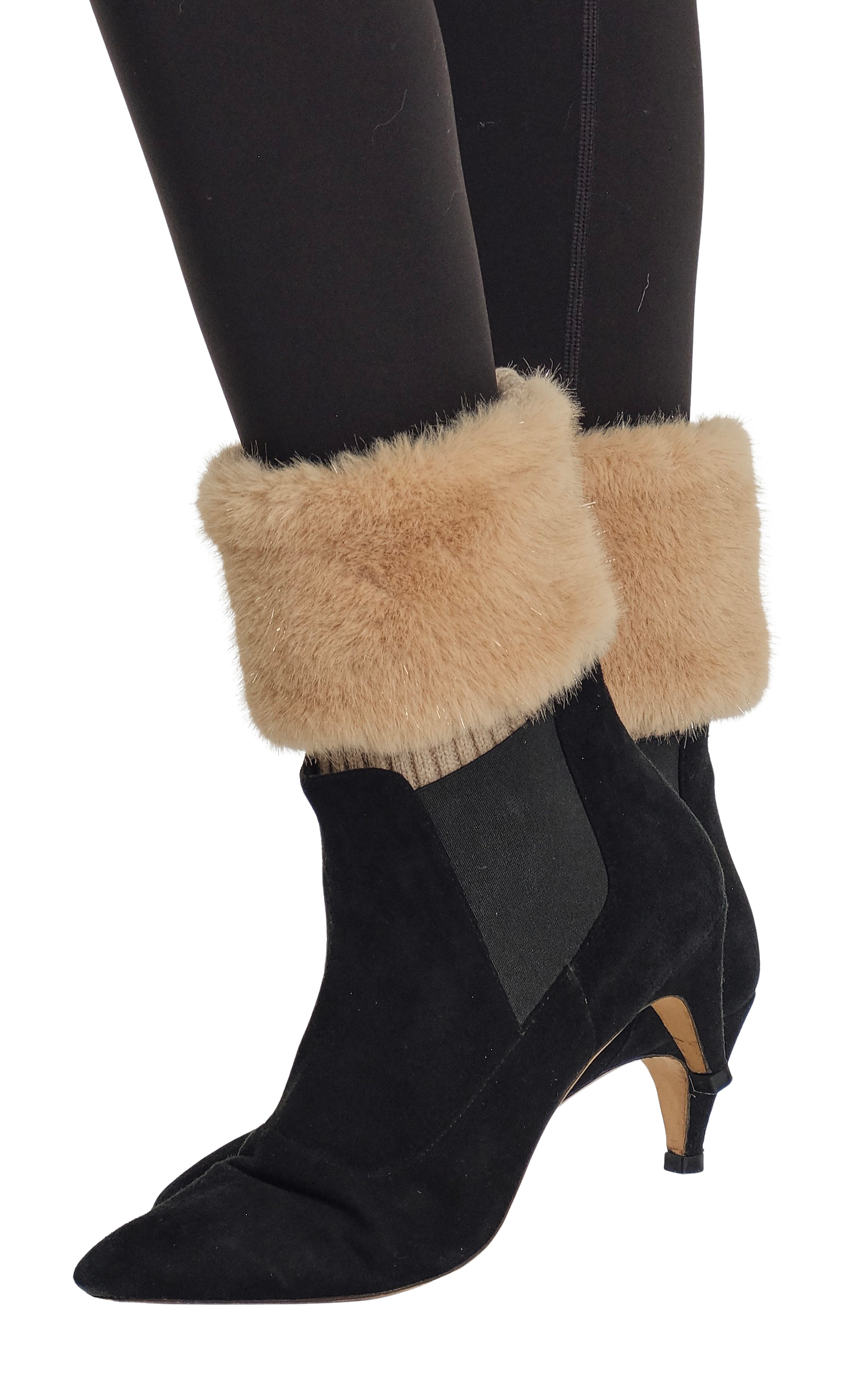 CC Metallic Short Fur Knit Boot Cuff – Cozy Winter Boot Accessory CHEVEUX CORP.