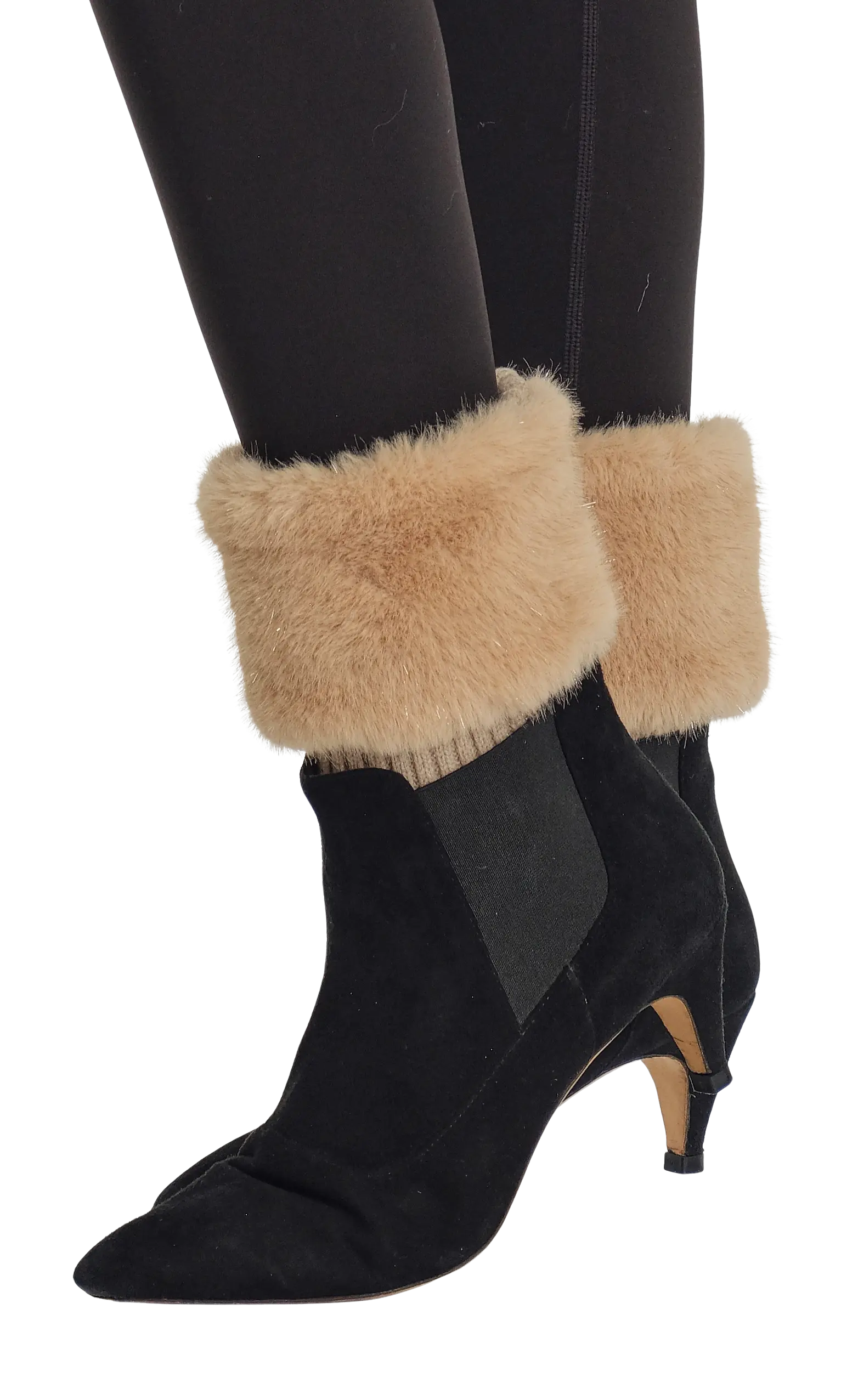 CC Metallic Short Fur Knit Boot Cuff – Cozy Winter Boot Accessory CHEVEUX CORP.
