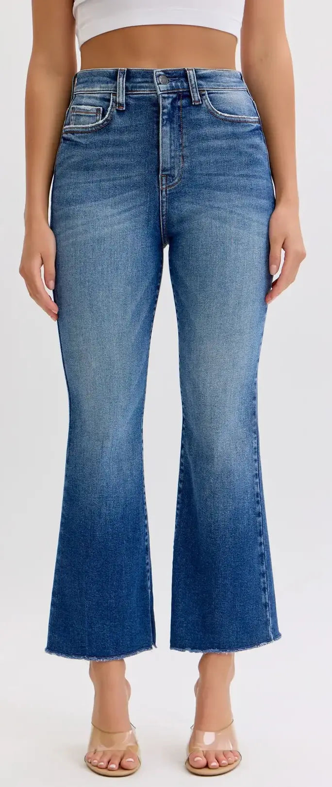 Cello Isabella High Rise Crop Flare Jeans – Modern Flair with a Classic Fit WAT? JEANS & CELLO JEANS