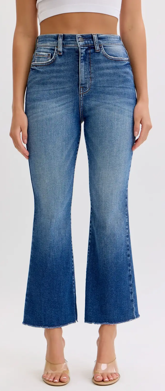 Cello Isabella High Rise Crop Flare Jeans – Modern Flair with a Classic Fit WAT? JEANS & CELLO JEANS