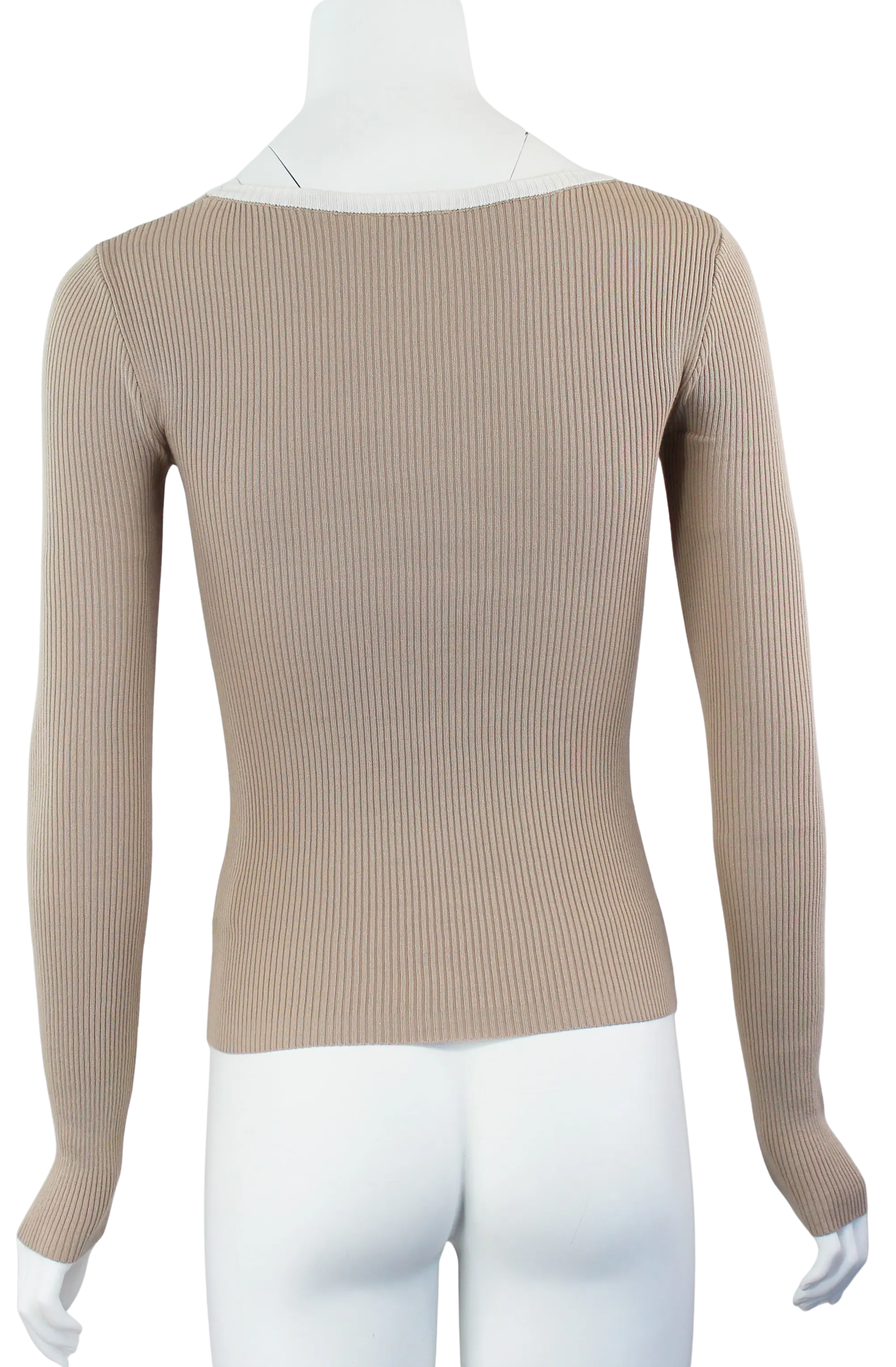 Timing Inc. Kyle SQ Neck Top w/Tie – Ribbed Long Sleeve Knit Top with Contrast Neckline TIMING INC