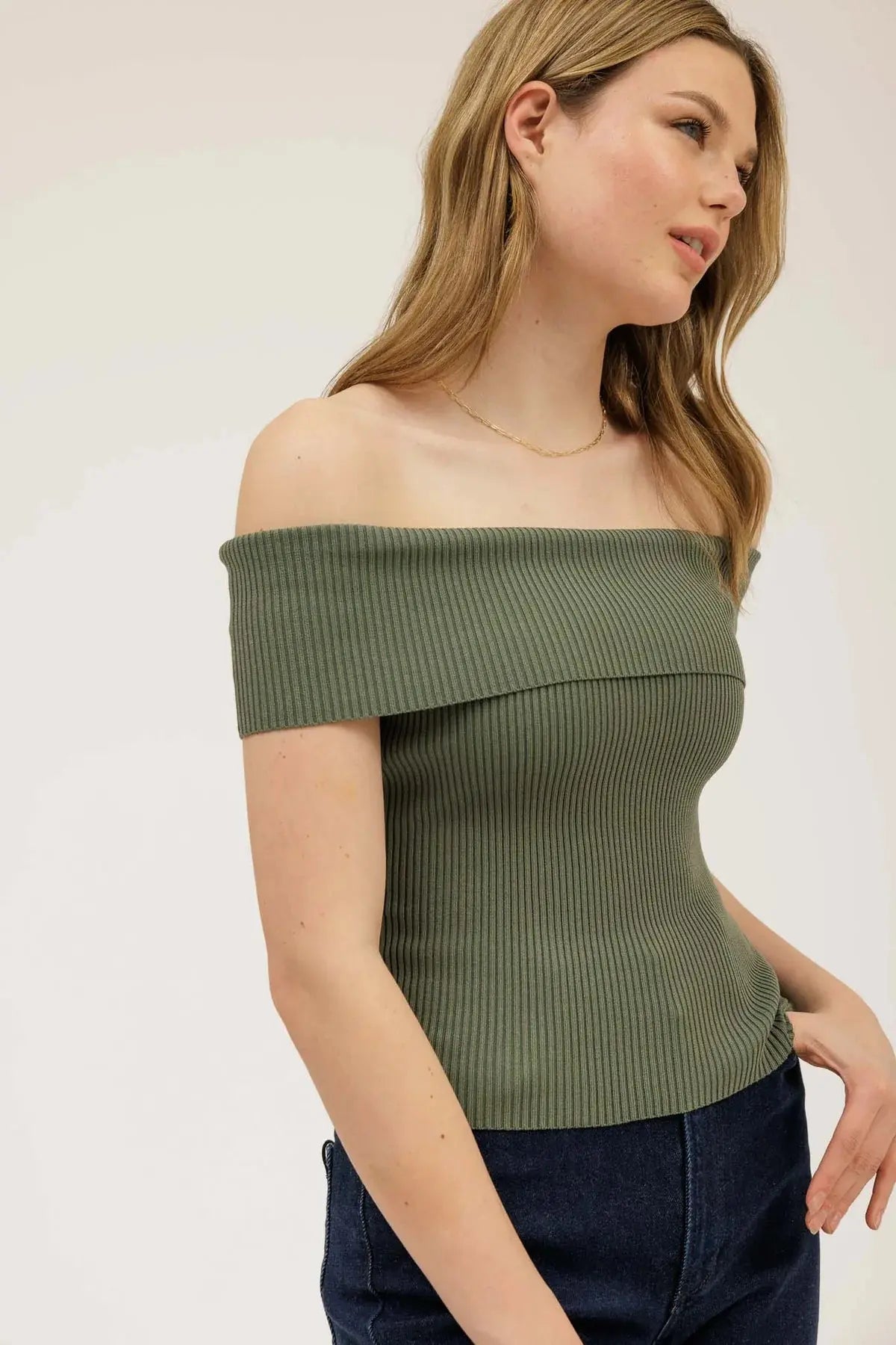 Blu Pepper Summer Brunch Top – Off-the-Shoulder Knit Style Top BLU PEPPER