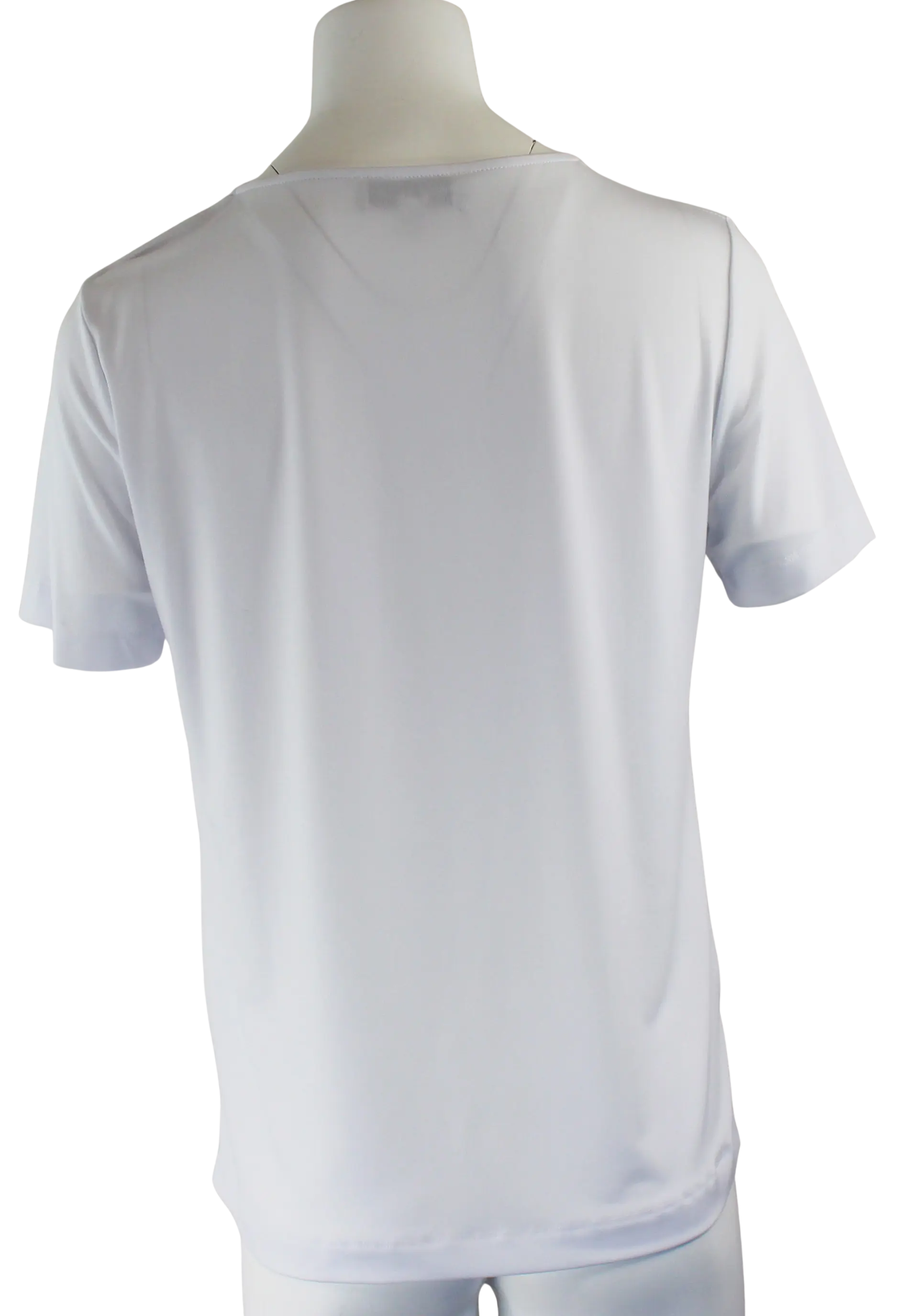 L. Hamrick Eliana Knit Top – Embellished Neck Short Sleeve Stretch Top L HAMRICK