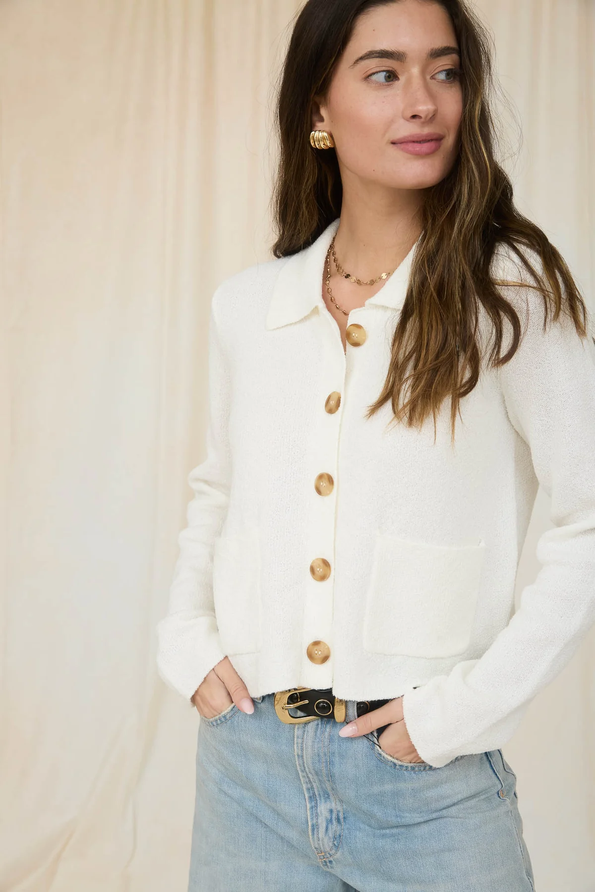 Blu Pepper Hampton Muse Top – Collared Knit Cardigan Sweater BLU PEPPER