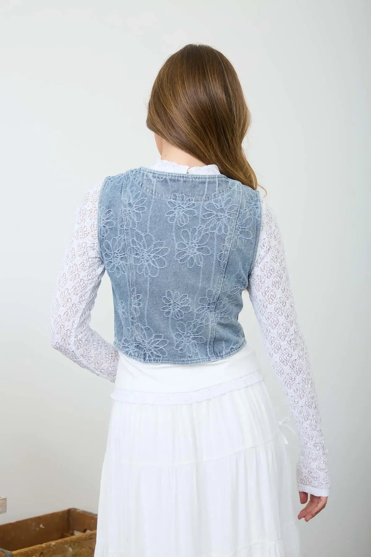 Blu Pepper Wildflower Denim Vest – Vintage Charm Tie Vest BLU PEPPER