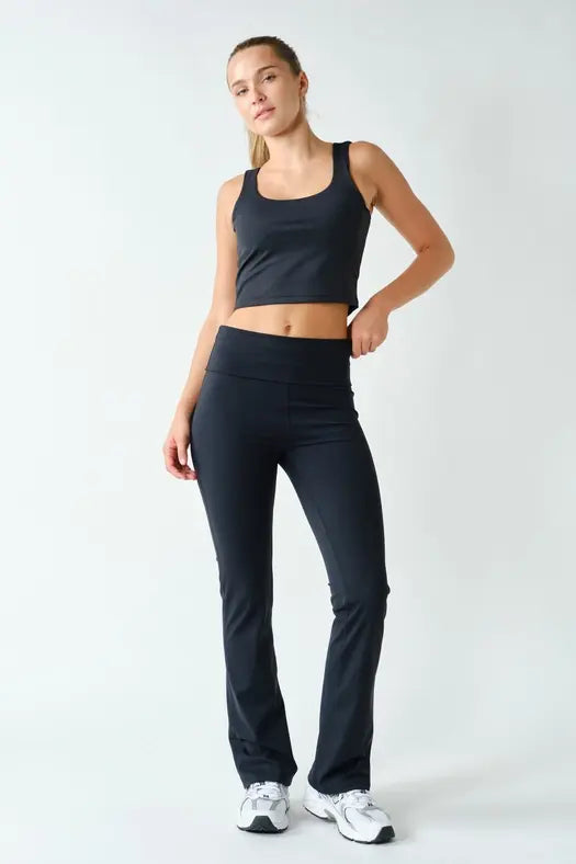 Mono B Align Fold-Over High-Waist Flare Leggings – Sleek Stretch with a Flattering Flare Product variant