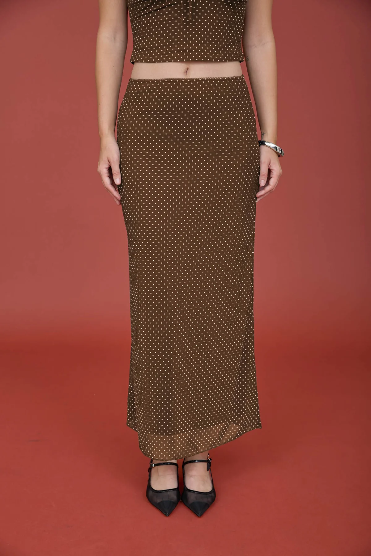 Blu Pepper Lovestruck Polka Dot Skirt – Romantic Mesh Midi Skirt BLU PEPPER