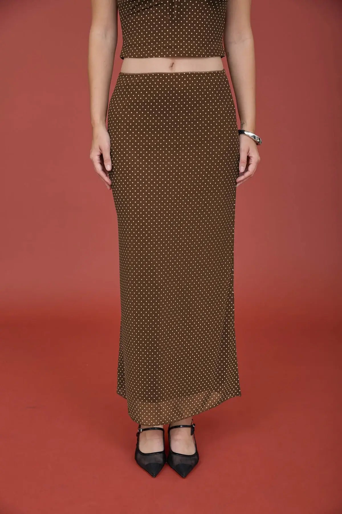 Blu Pepper Lovestruck Polka Dot Skirt – Romantic Mesh Midi Skirt BLU PEPPER