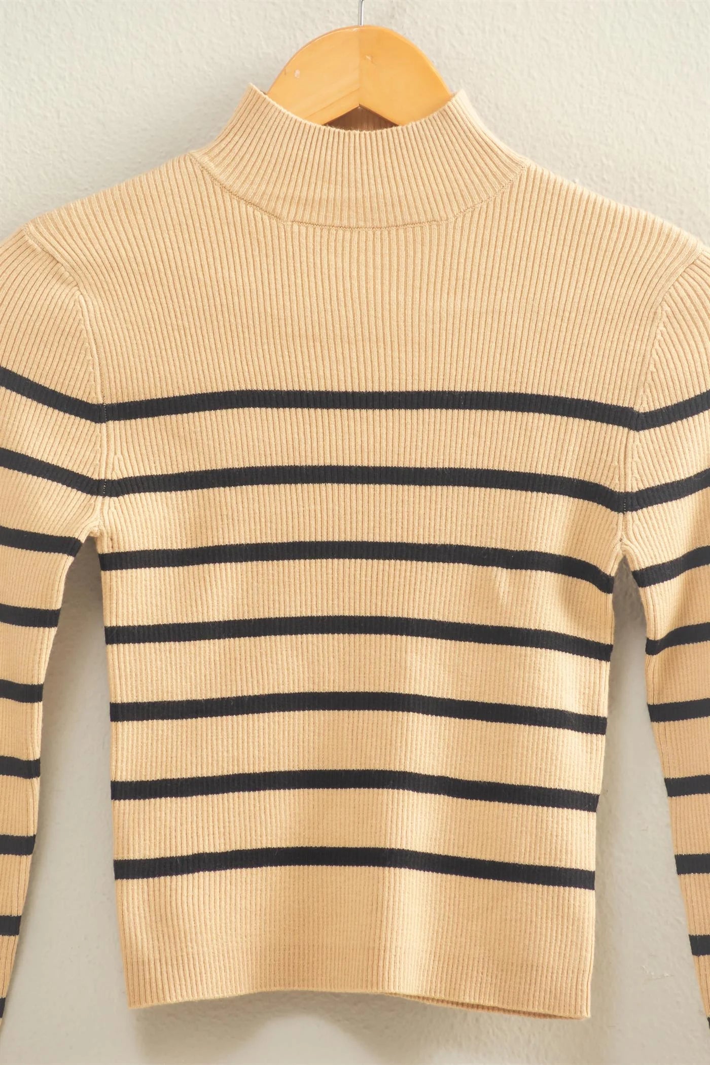 Hyfive Driftline Rib Mock Neck Top – Striped Cropped Knit HYFIVE INC