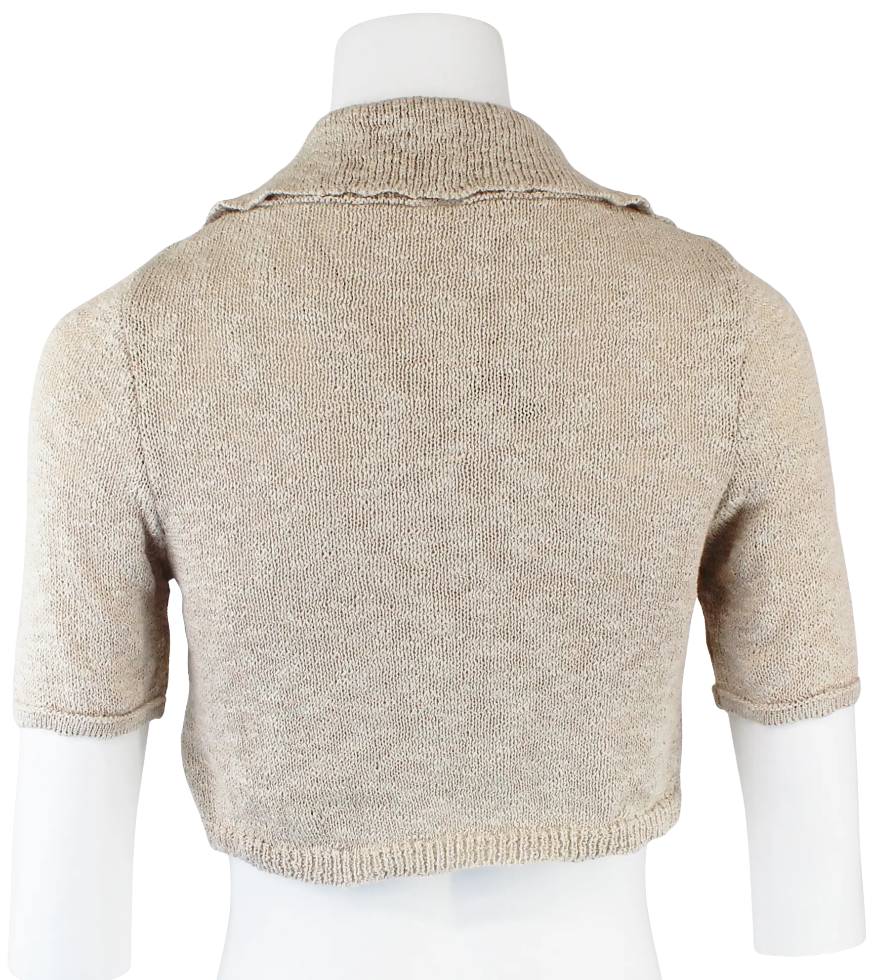 En Crème Mimi Crop Top – Button-Up Knit Collared Short Sleeve Top EN CREME