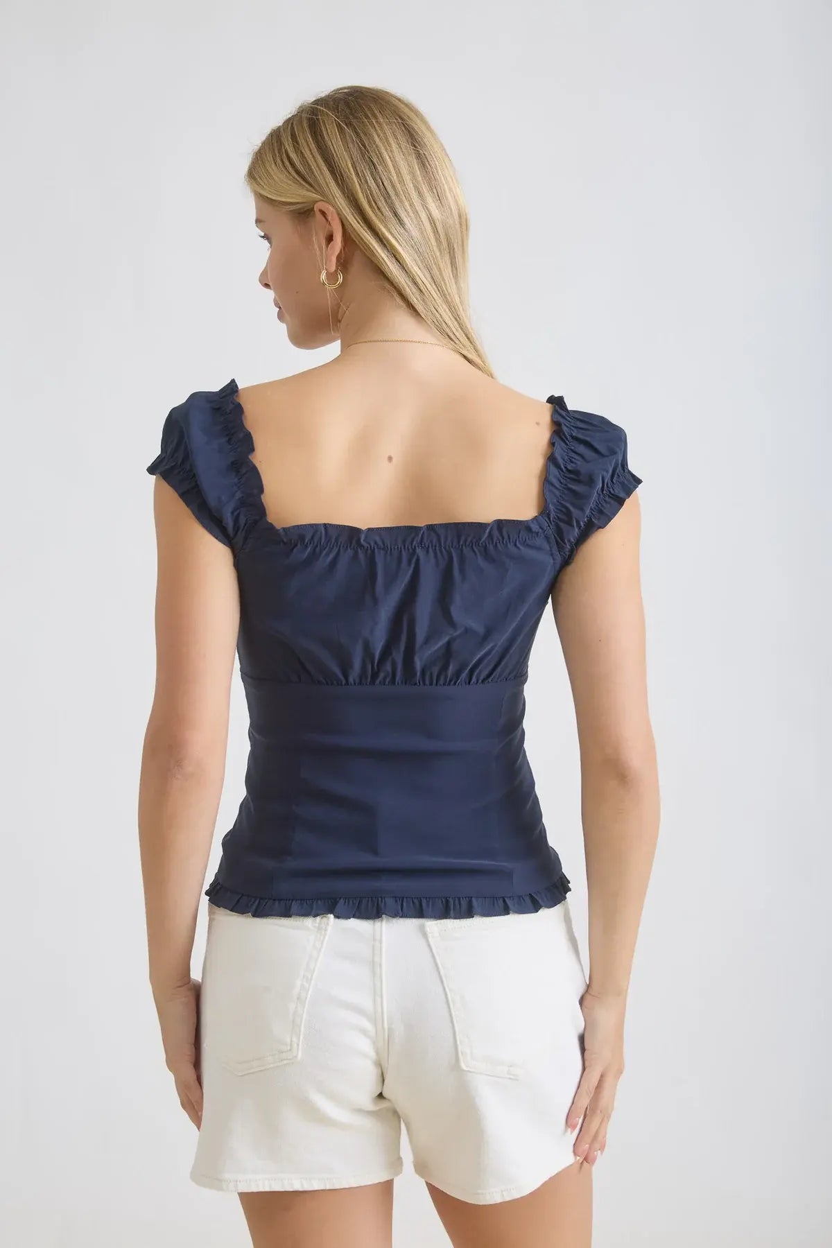 Blu Pepper Seaside Romance Top – Sweetheart Pintuck Ruffle Top BLU PEPPER