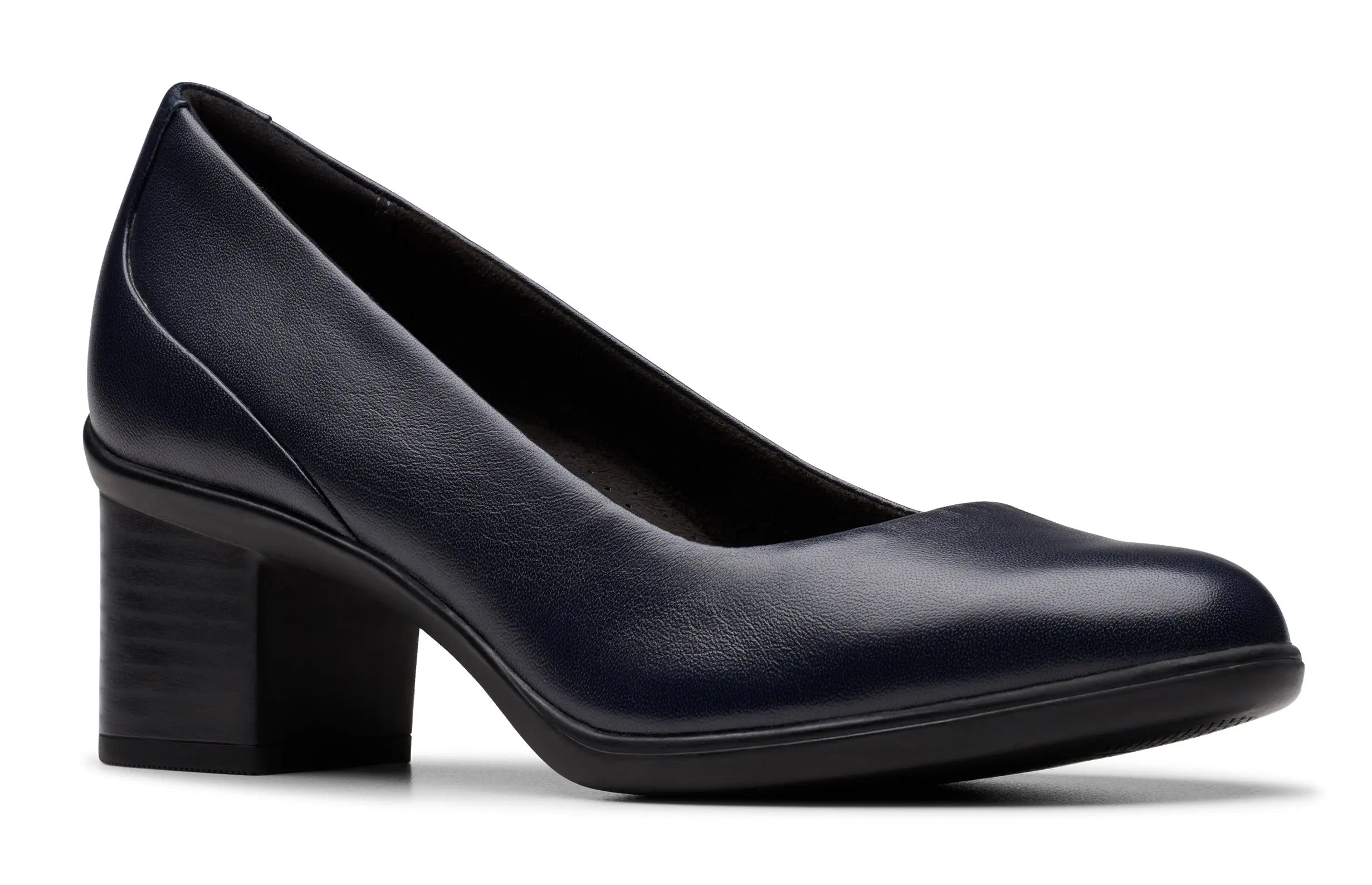 Women's Clarks Shaya Poppy – Leather Court Shoes with Elegant Mid Heel CLARKS