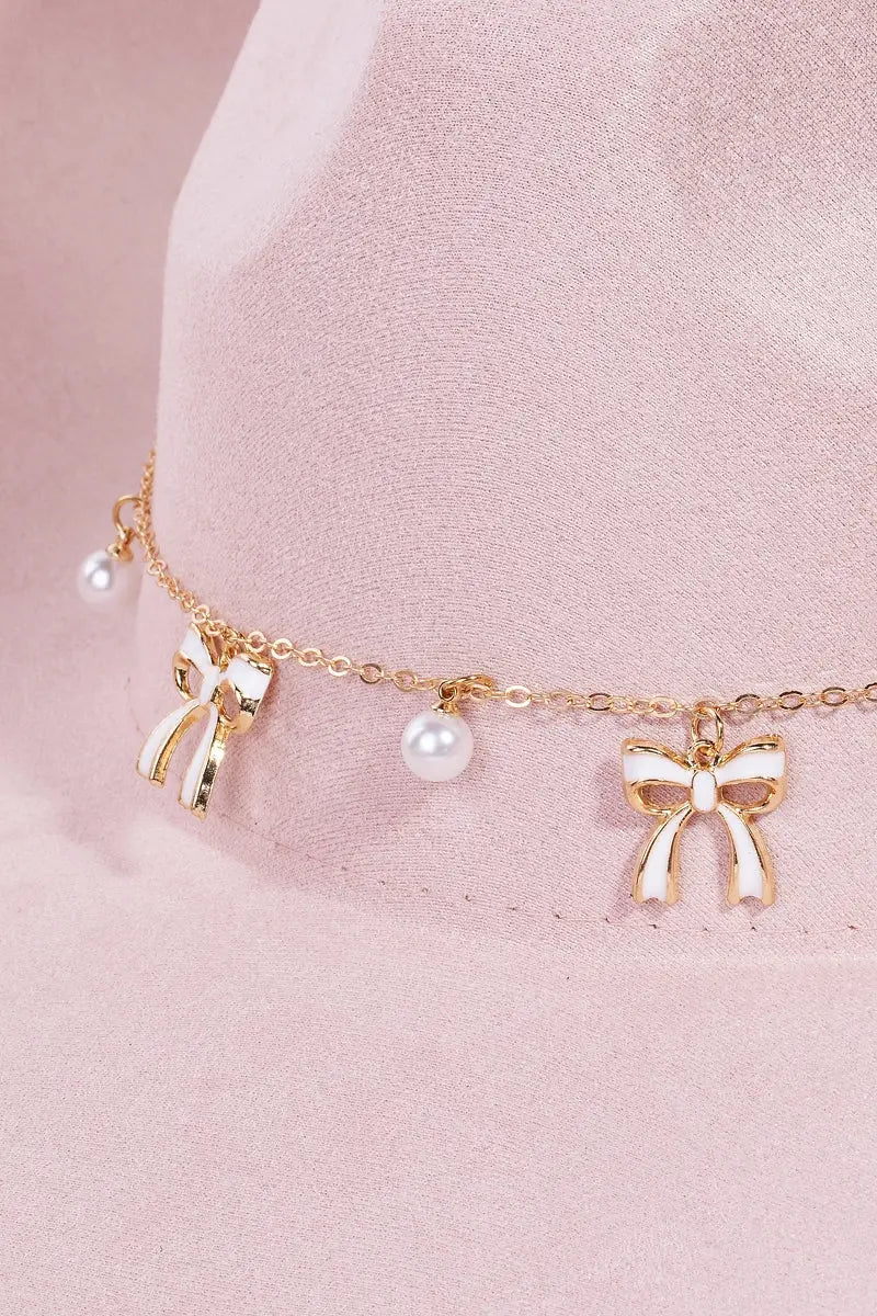 Fame Accessories Sweetheart Charm Hat – Pearl & Heart Accents, Western Style FAME ACCESSORIES