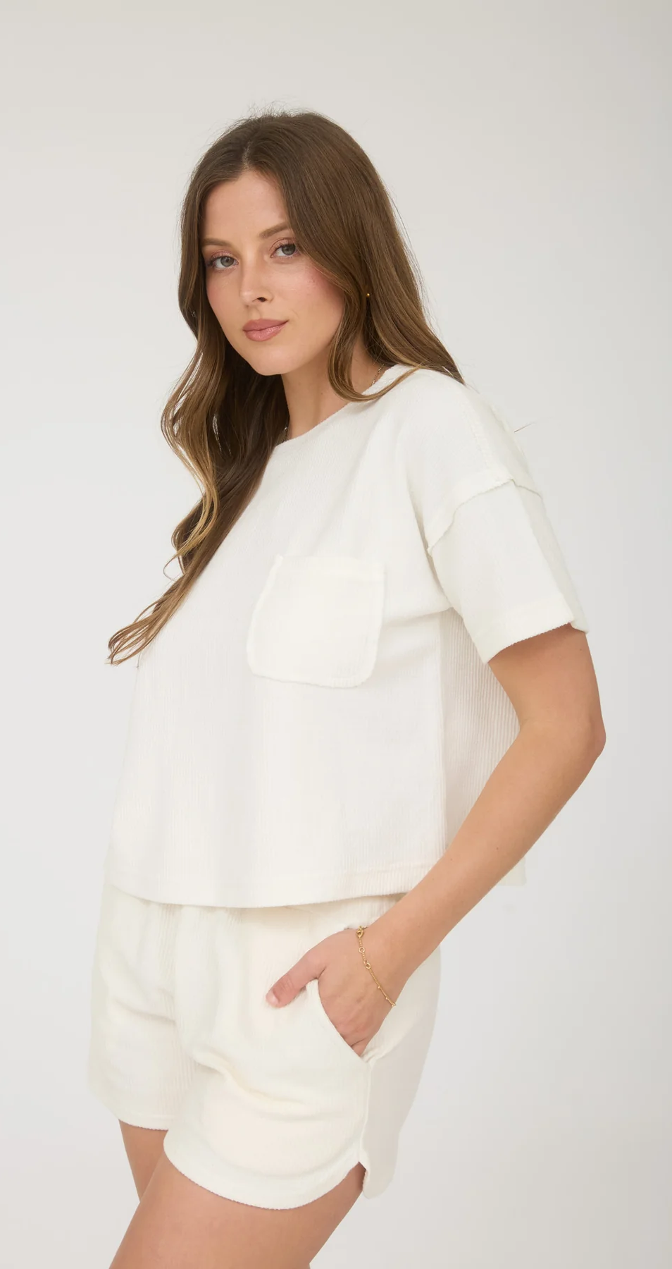 Blu Pepper Lounge Babe Top – Casual Ribbed Knit Shirt