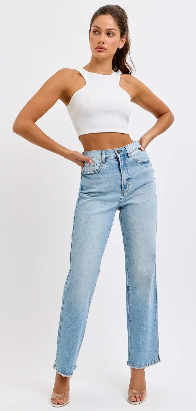 Cello Diana Super High Dad Jeans w/Mini Slit – Vintage & Chic Style WAT? JEANS & CELLO JEANS