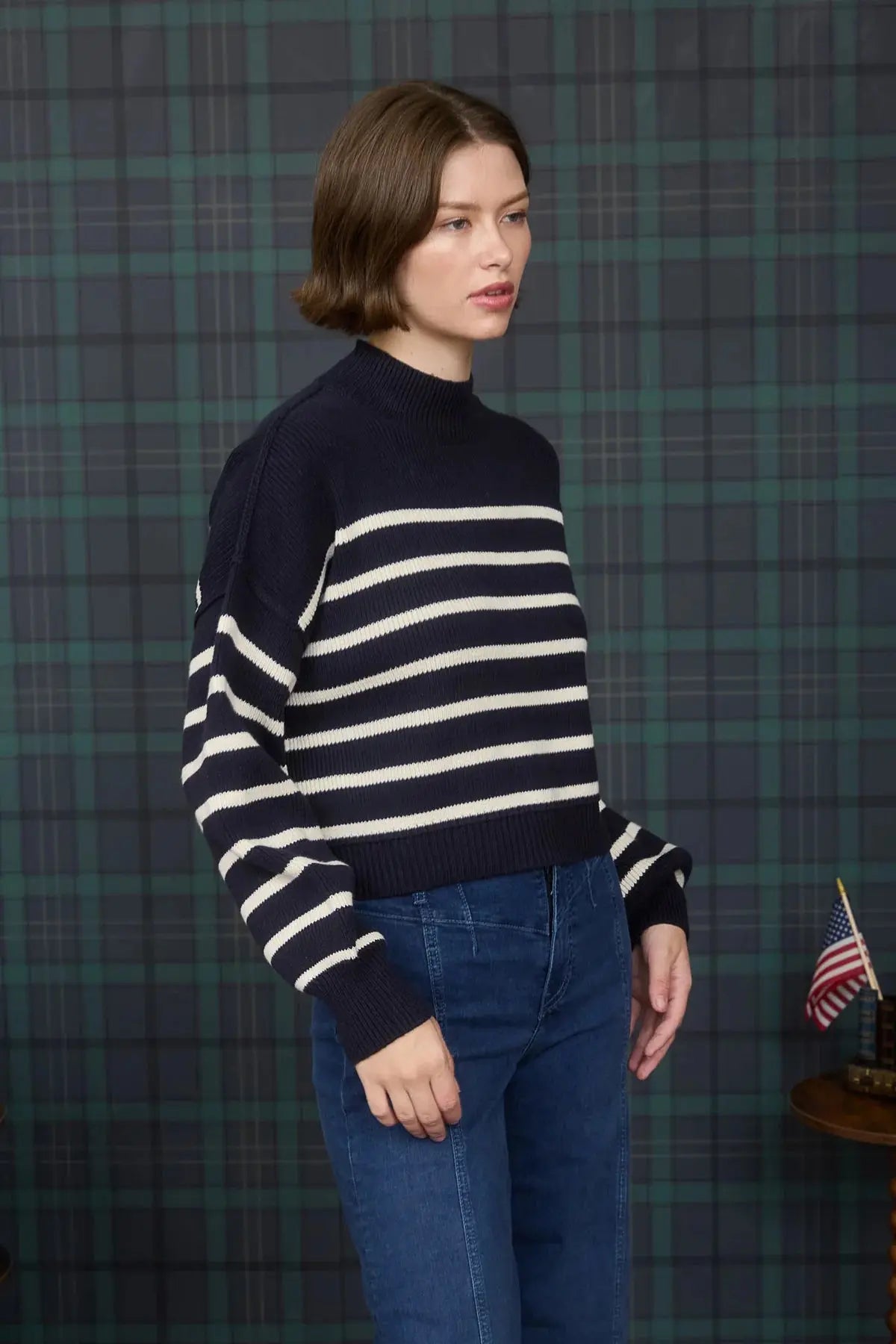 Blu Pepper Sail With Me Sweater – Cozy Striped Mock Neck Knit BLU PEPPER