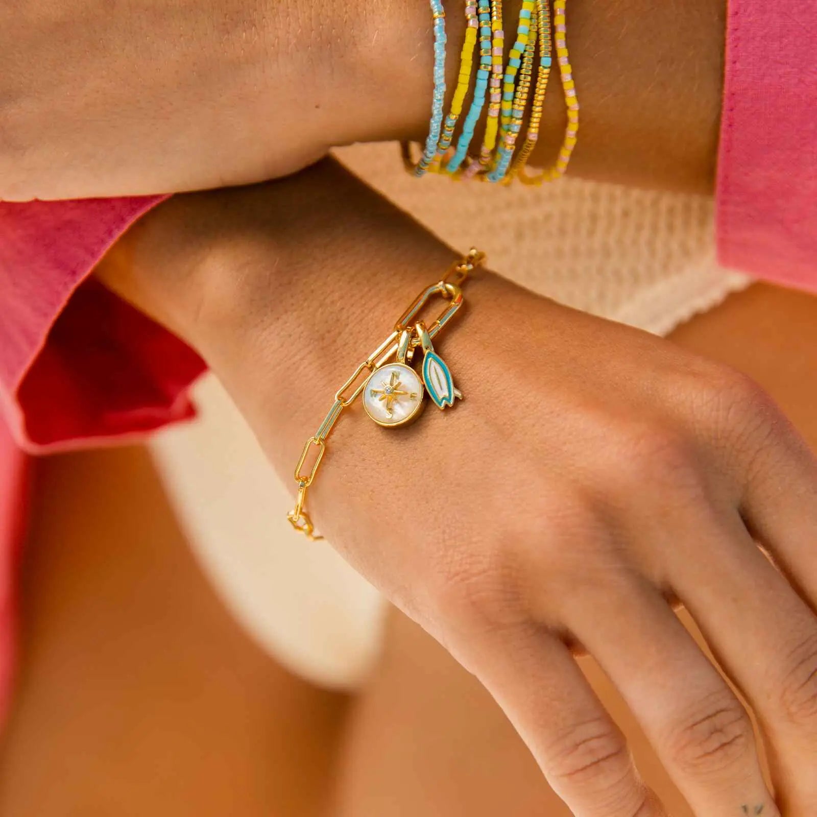 Pura Vida Harper Oval Charm Chain Bracelet – Customizable Jewelry Base PURA VIDA BRACELETS