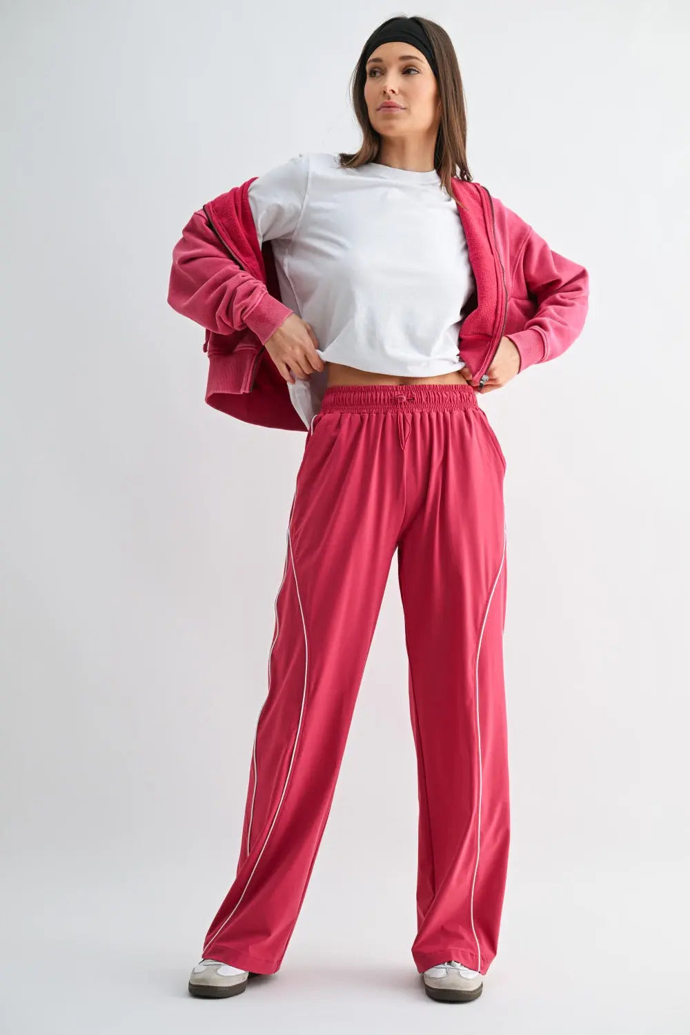 Mono B Curved Classic Track Pants – Wide Leg Athleisure