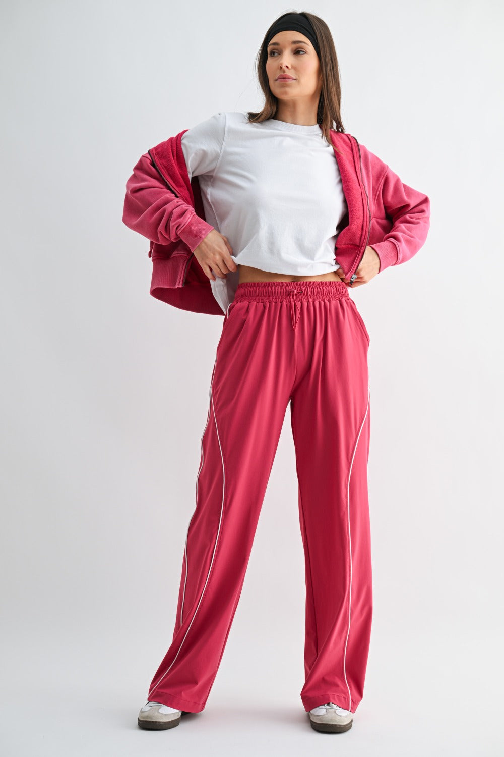 Mono B Curved Classic Track Pants – Wide Leg Athleisure