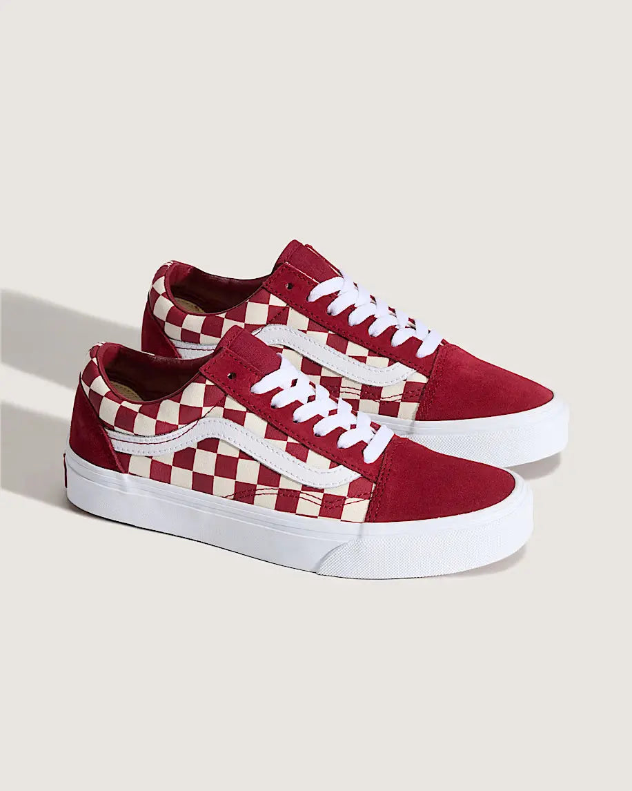 Vans Old Skool Checkerboard – Low-Top with Signature Waffle Outsole RED/WHITE / 12 MEN'S / 13½ WOMEN'S VANS