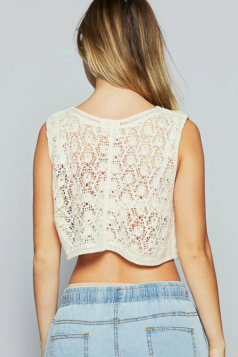 Pol Clothing Inc. Marsha Crochet Top – Feminine Charm with Boho Flair POL CLOTHING, INC