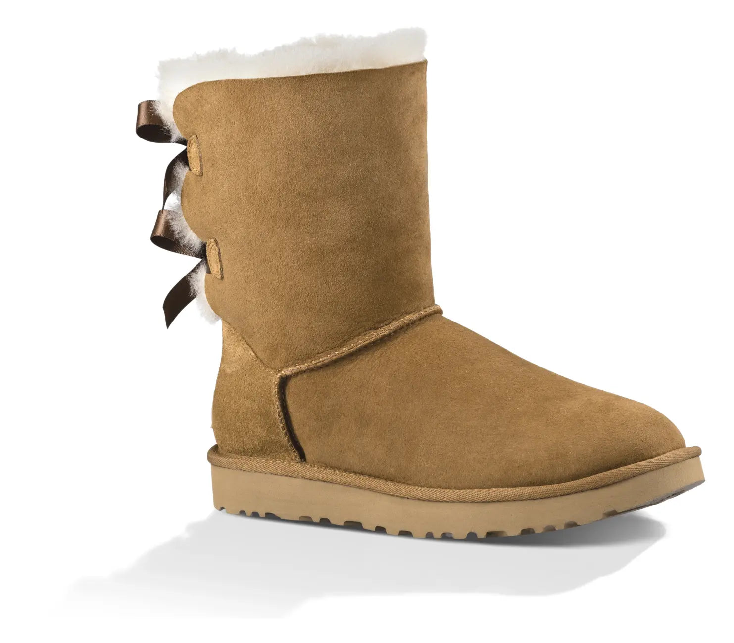 Women’s UGG Bailey Bow II – Cozy Sheepskin Boot with Feminine Satin Bows  CHESTNUT-M-11  UGG