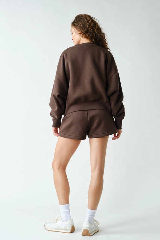 Mono B CloudWalk Long Sleeve Fleece Crewneck Balloon Sleeve Pullover Sweatshirt