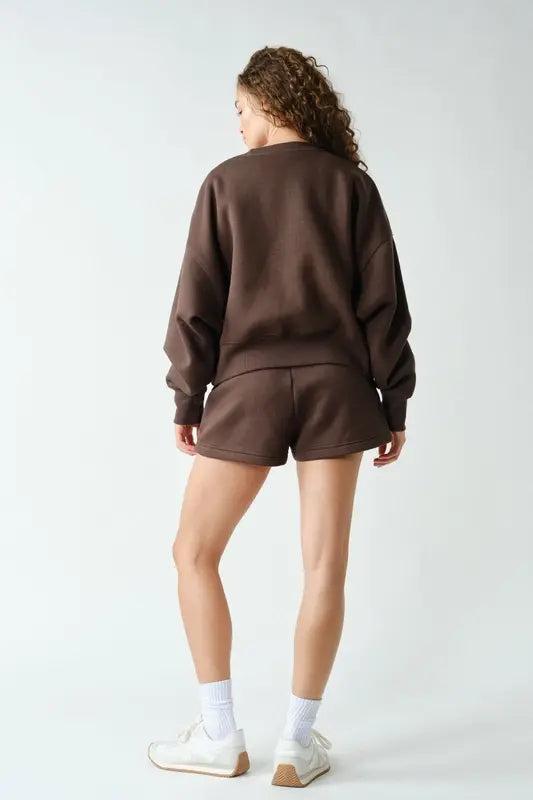 Mono B CloudWalk Long Sleeve Fleece Crewneck Balloon Sleeve Pullover Sweatshirt