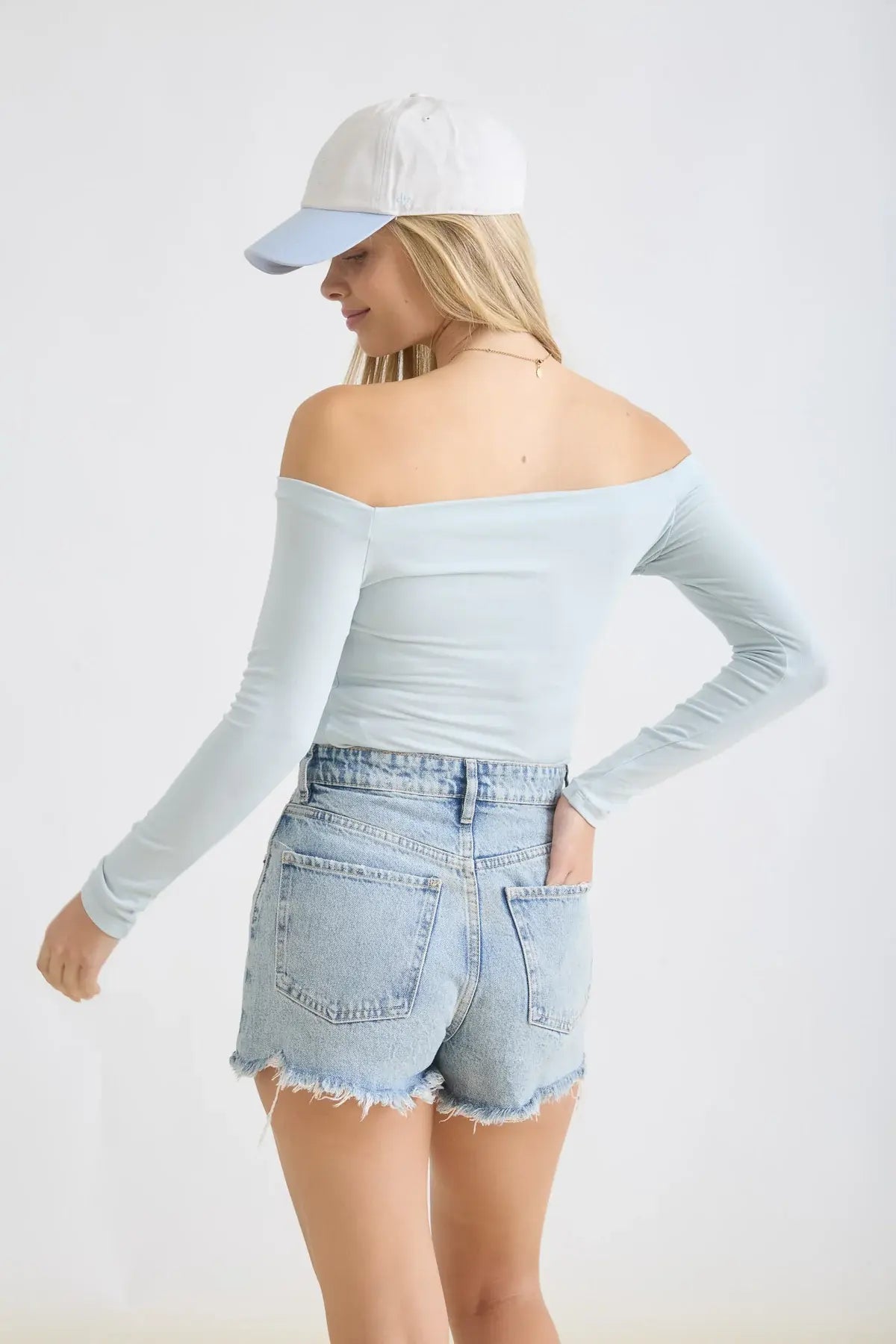 Blu Pepper Twilight Sky Top – Off Shoulder Fitted Shirt BLU PEPPER
