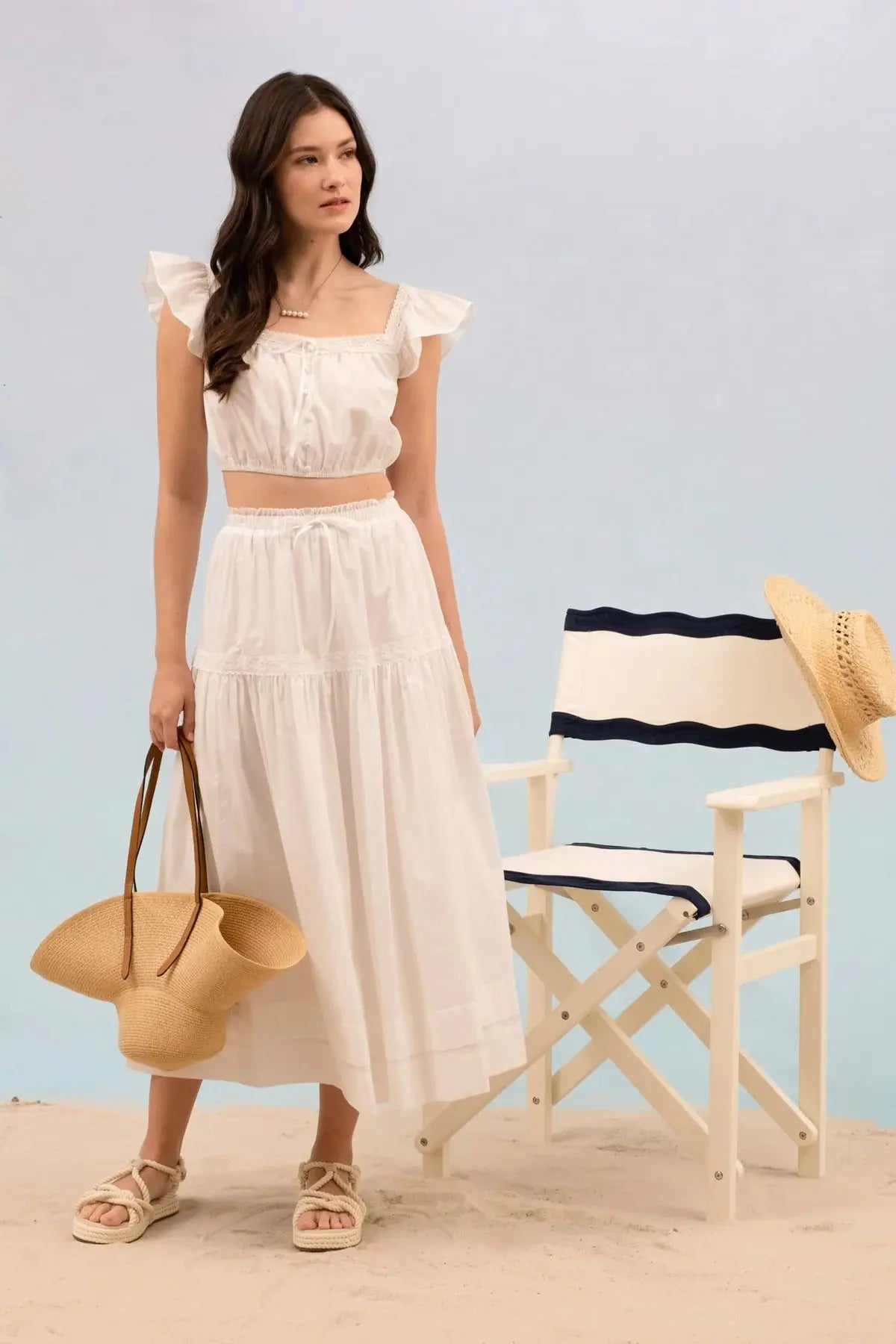 Pretty in Summer Crop Top WHITE-L BLU PEPPER
