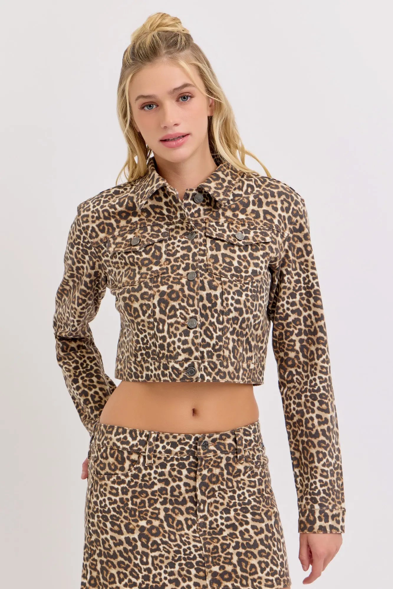 Elizabeth Leopard Cropped Jacket WAT? JEANS & CELLO JEANS