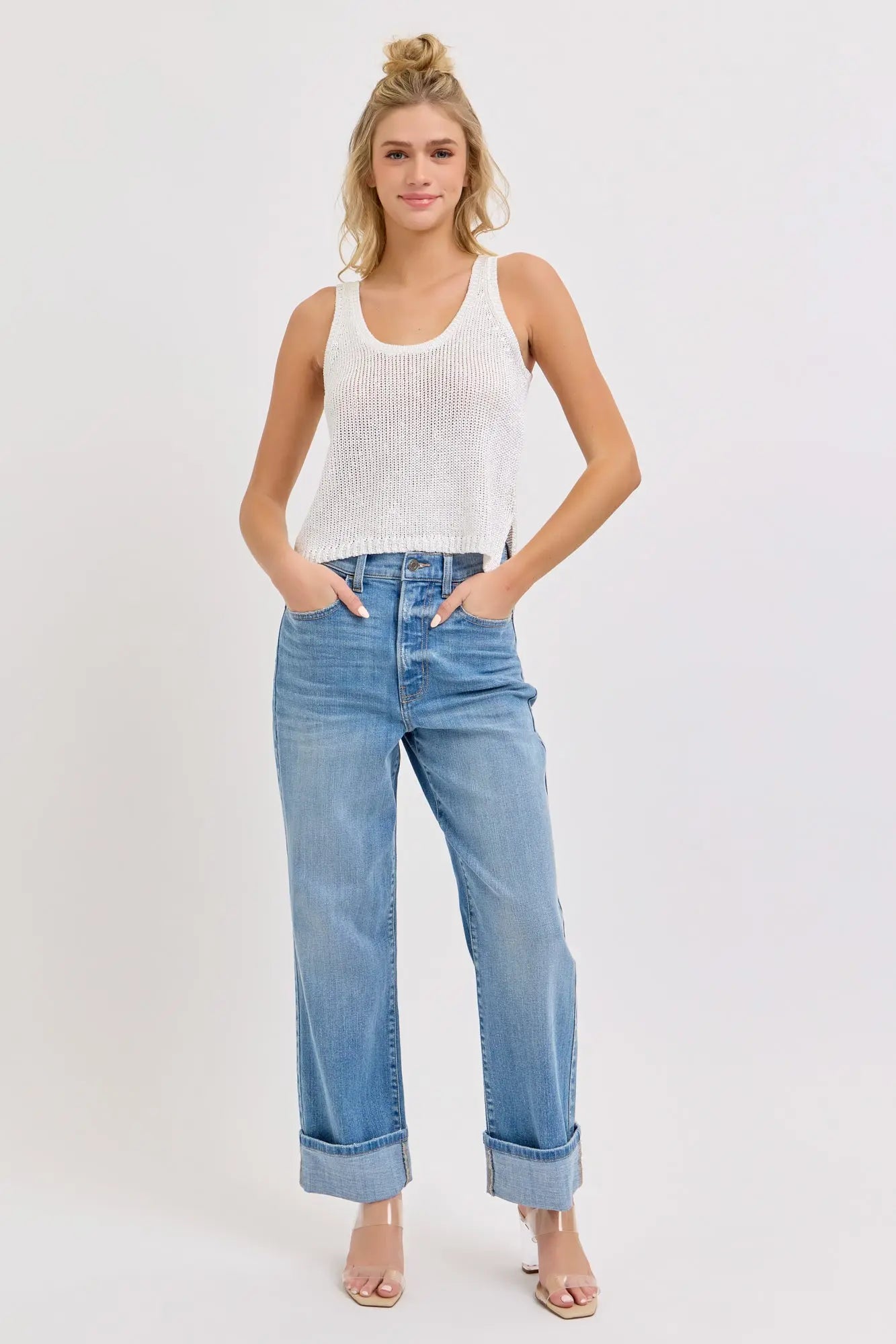 Cello Jeans Nora Super High Rise Dad Jeans – Cuffed Medium Wash Denim WAT? JEANS & CELLO JEANS