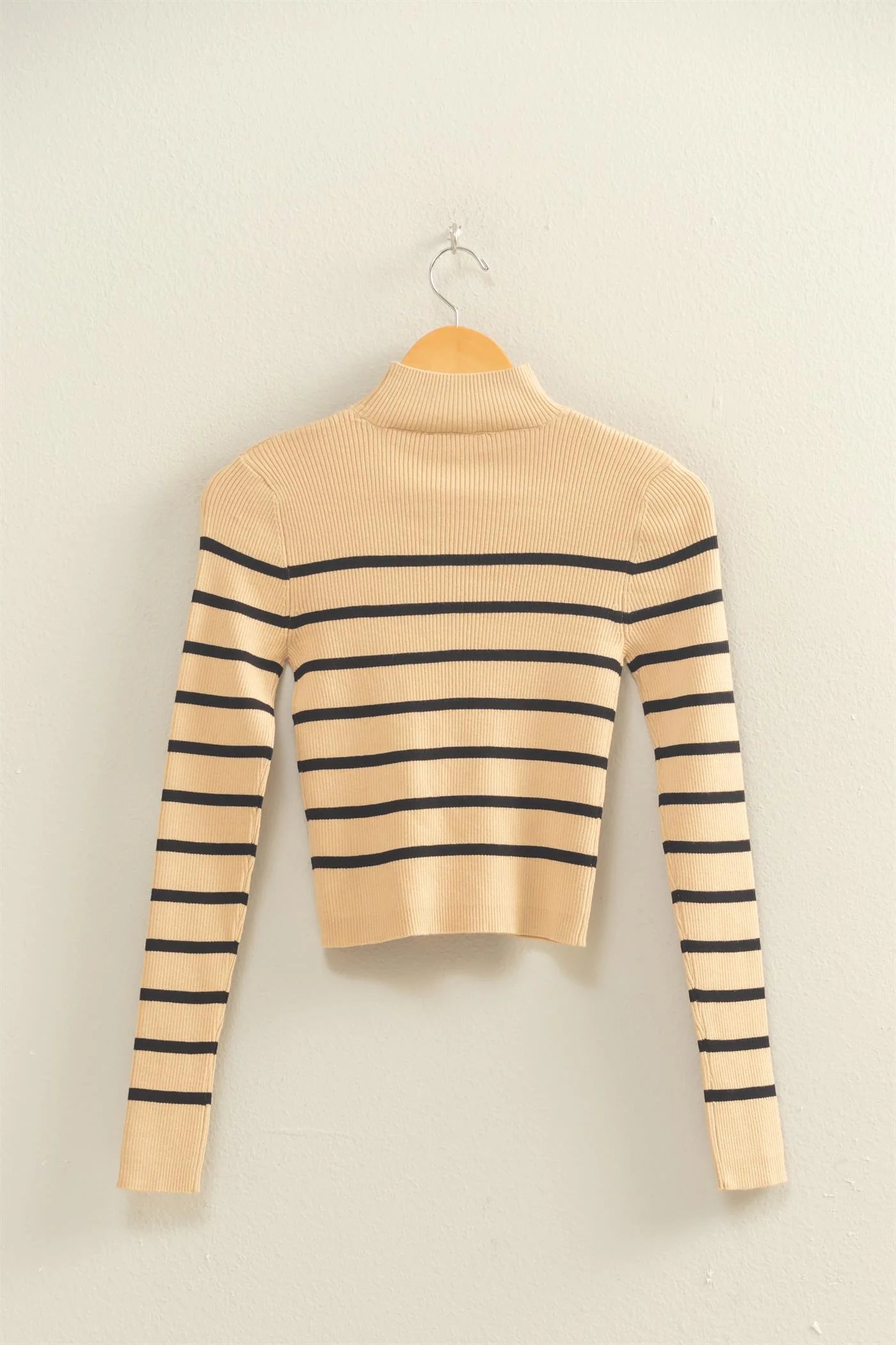 Hyfive Driftline Rib Mock Neck Top – Striped Cropped Knit HYFIVE INC